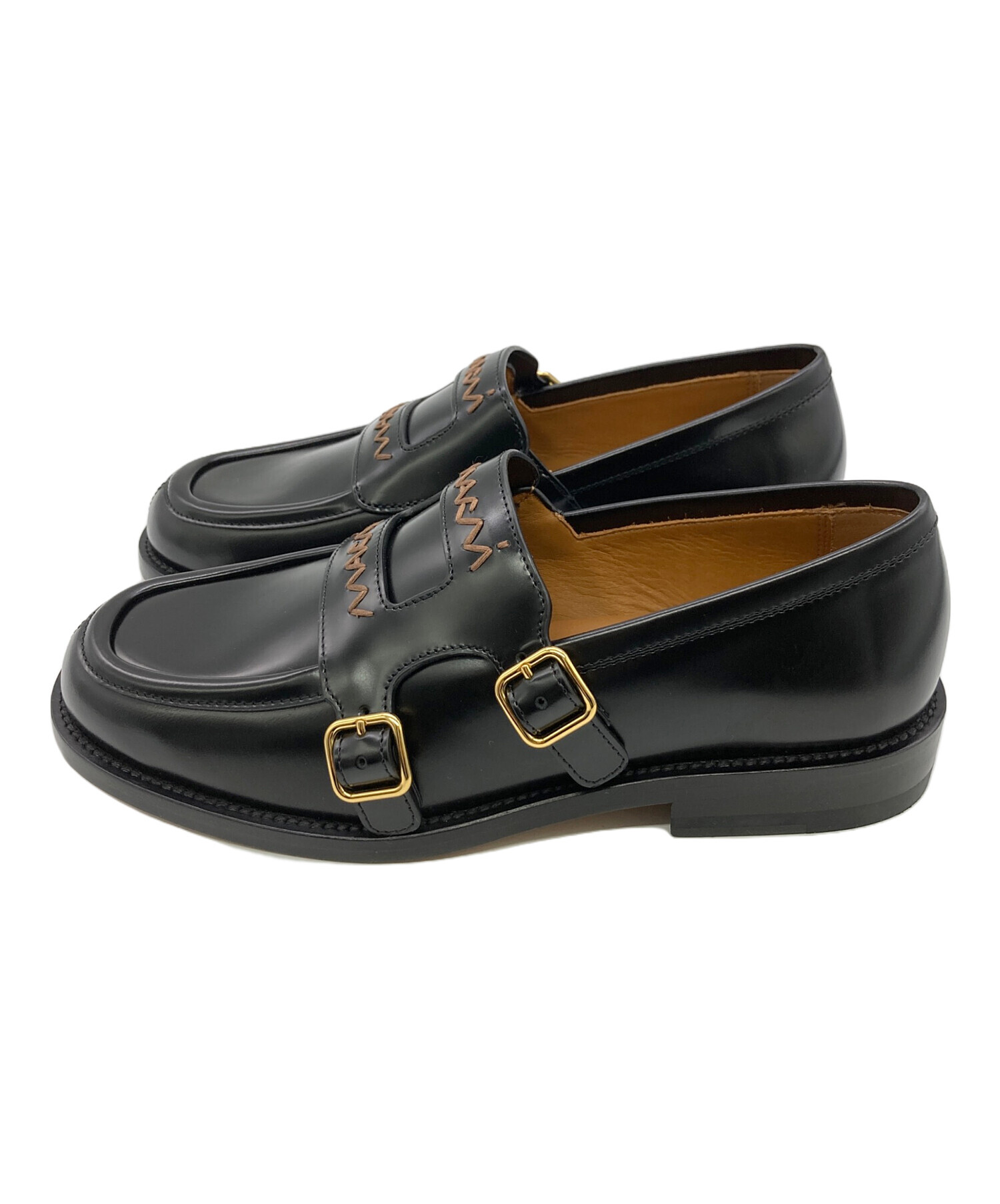 中古・古着通販】MARNI (マルニ) ダブルバックルローファー ブラック