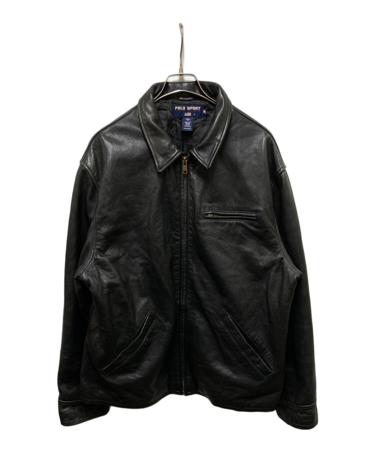 POLO SPORT ブラックレザージャケット Lサイズ 中古・古着通販】POLO SPORT (ポロスポーツ) レザージャケット