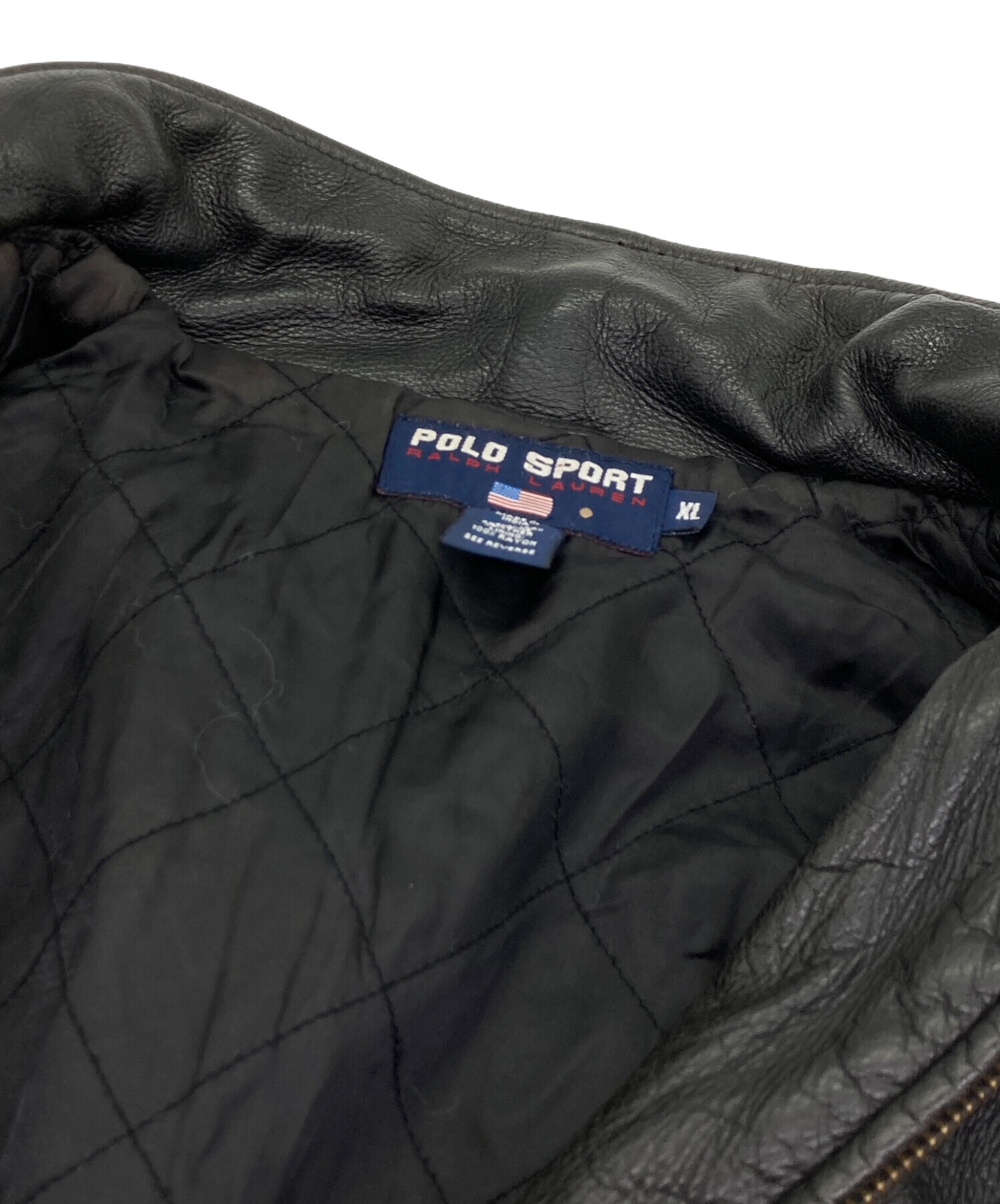 POLO SPORT ブラックレザージャケット Lサイズ 中古・古着通販】POLO SPORT (ポロスポーツ) レザージャケット