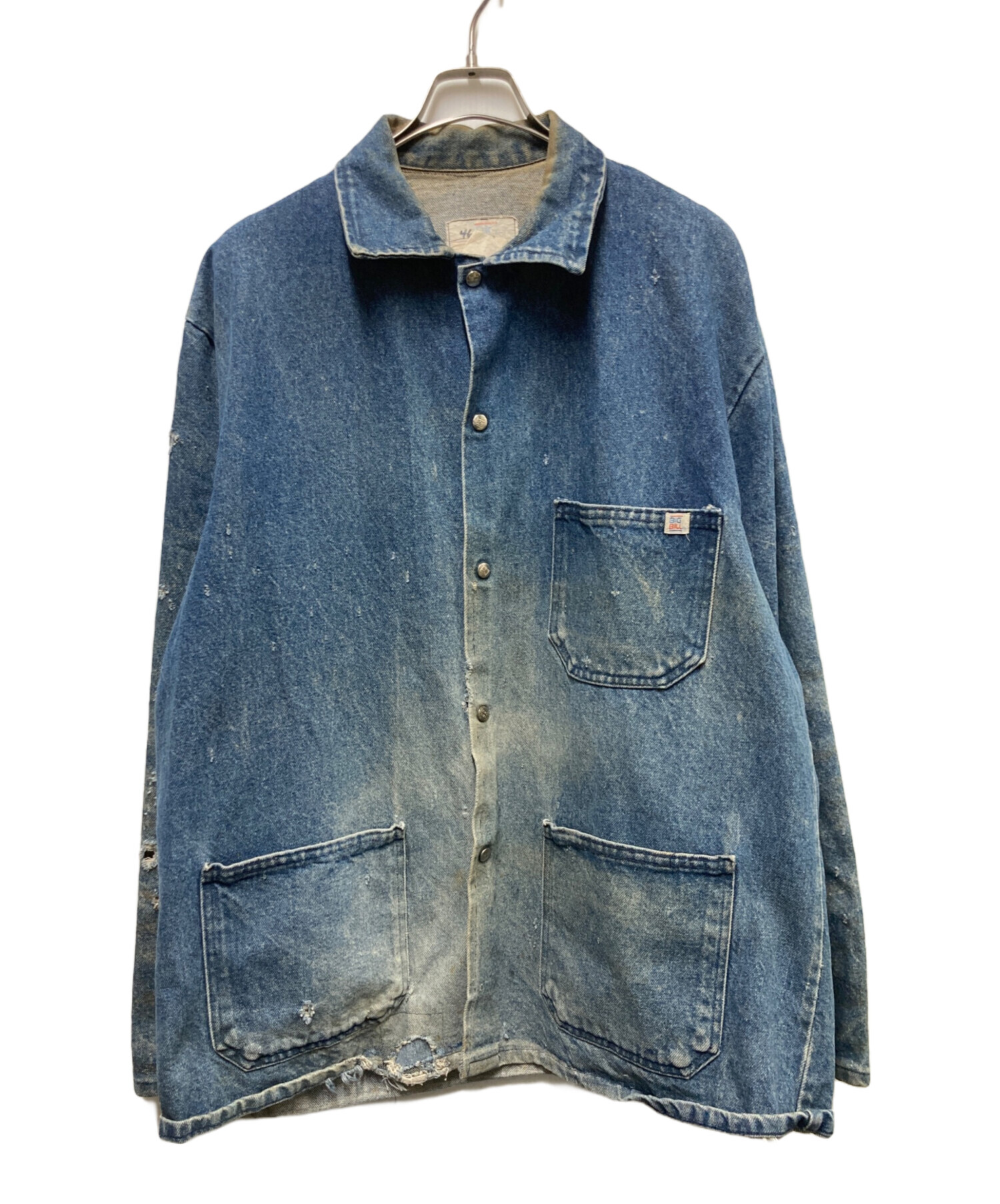 90s BIG BILL デニム カバーオール ジャケット ロゴ インディゴ 中古・古着通販】BIG BILL (ビッグ ビル) カバーオール インディゴ