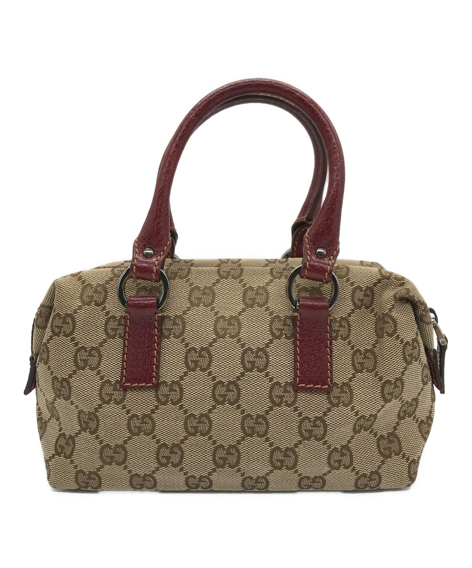 中古・古着通販】GUCCI (グッチ) ミニボストンバッグ ベージュ×ワイン