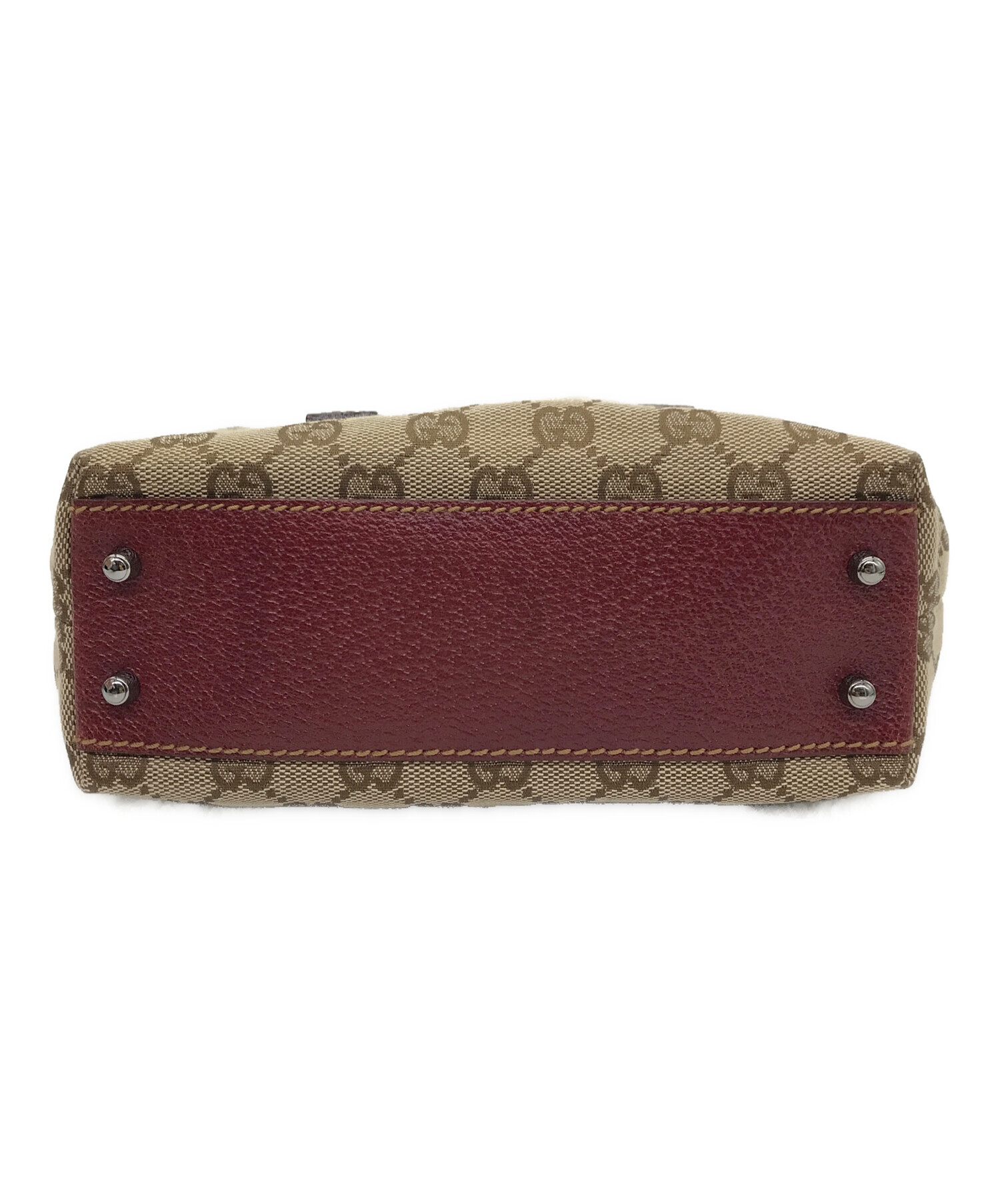 中古・古着通販】GUCCI (グッチ) ミニボストンバッグ ベージュ×ワイン 