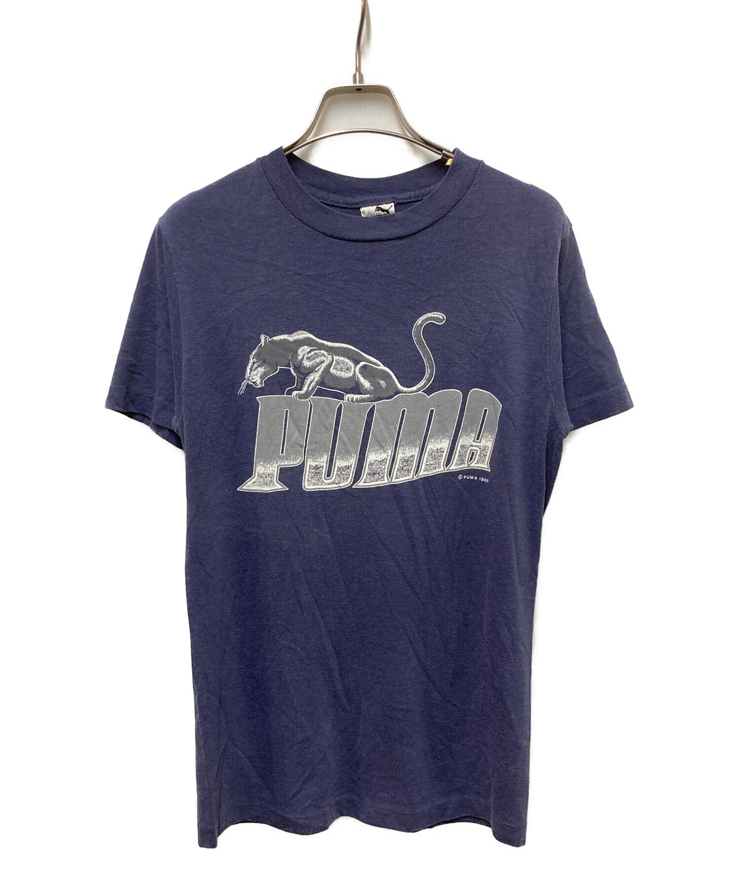 古着　ヴィンテージ　PUMA Temps&Co. 青シャツ 中古・古着通販】PUMA (プーマ) パンサープリントTシャツ ネイビー