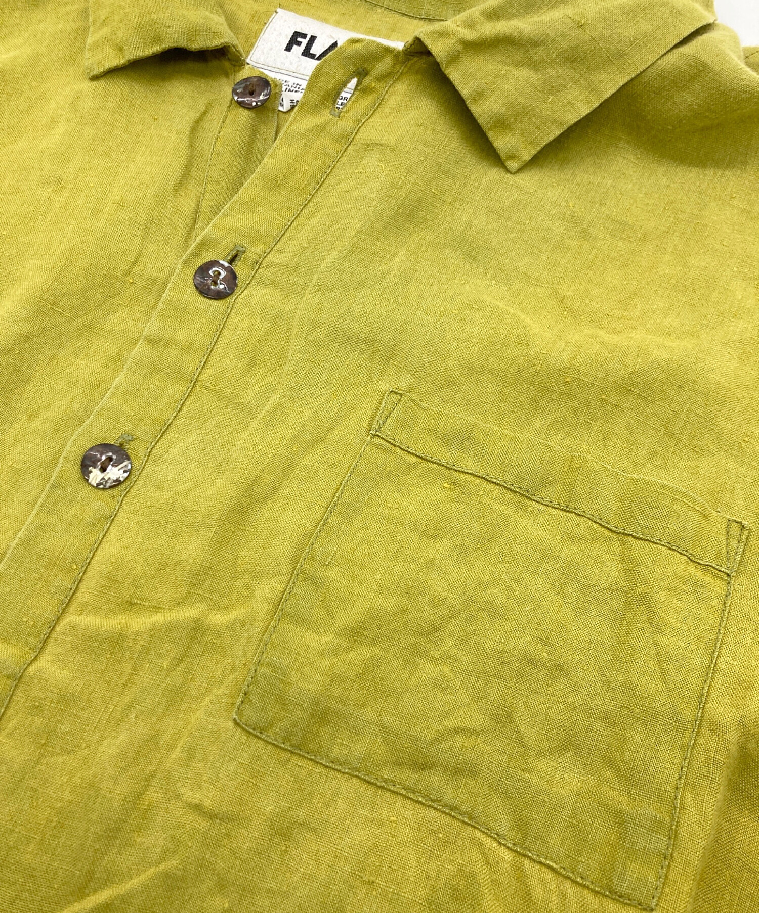中古・古着通販】FLAX (フラックス) リネンシャツ イエロー サイズ