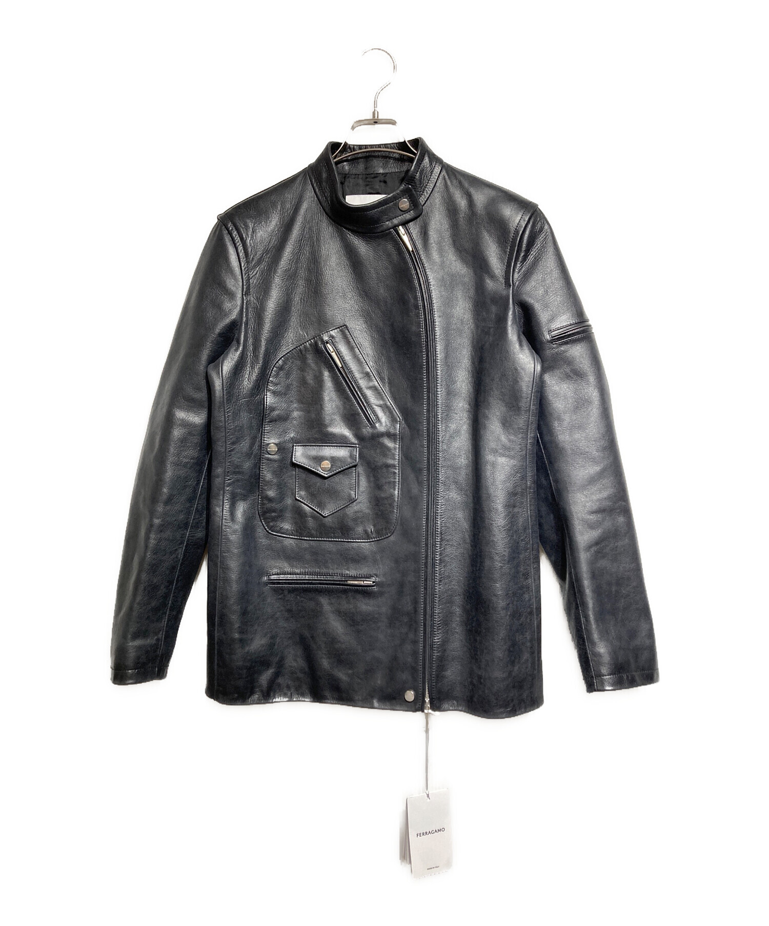 【未使用】Salvatore Ferragamoメンズレザージャケット 中古・古着通販】Ferragamo (フェラガモ) レザーライダースジャケット