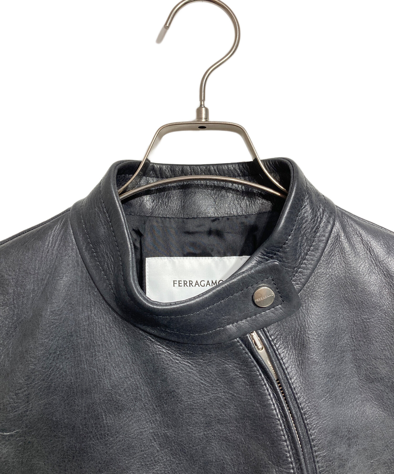中古・古着通販】Ferragamo (フェラガモ) レザーライダースジャケット