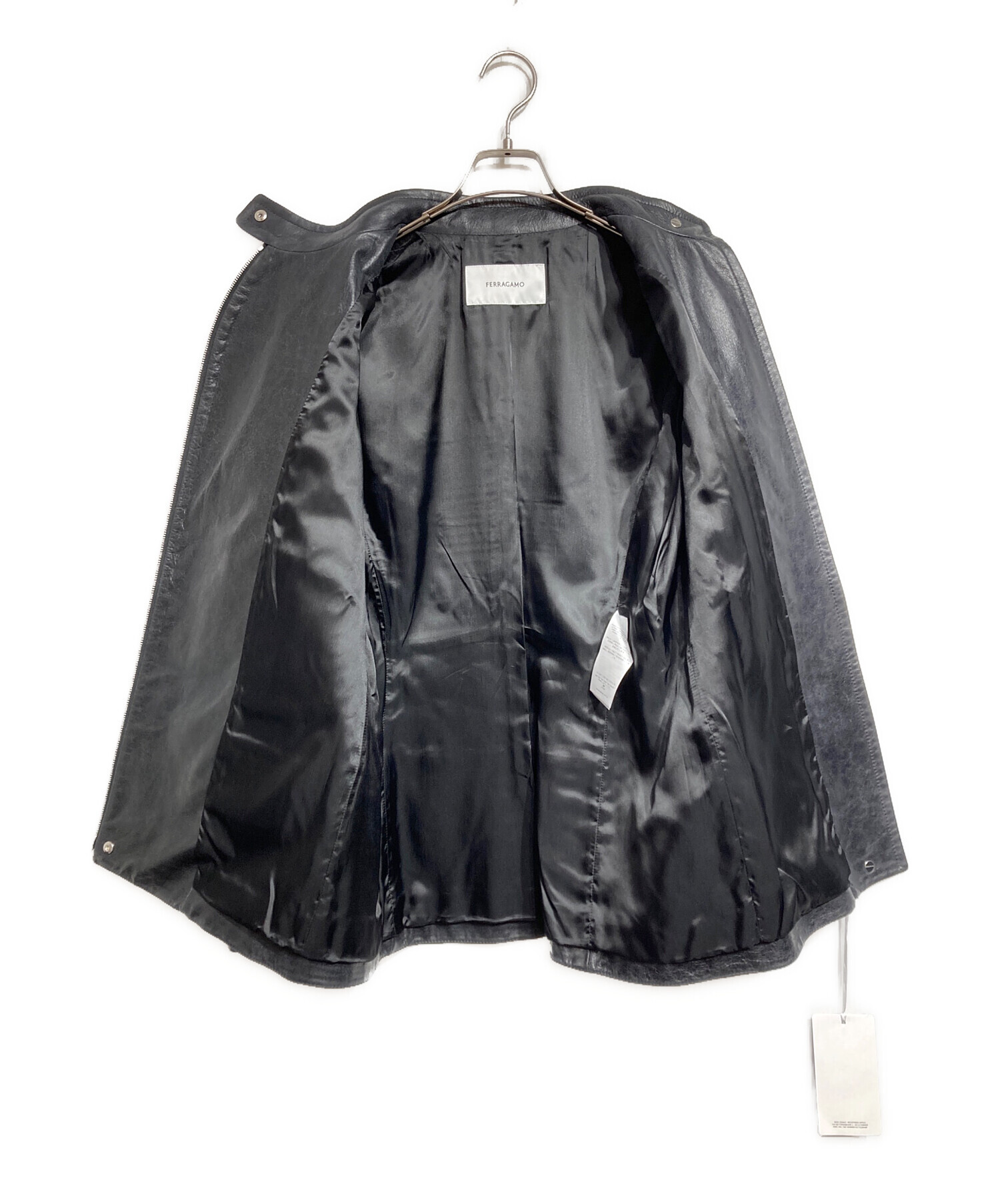 中古・古着通販】Ferragamo (フェラガモ) レザーライダースジャケット