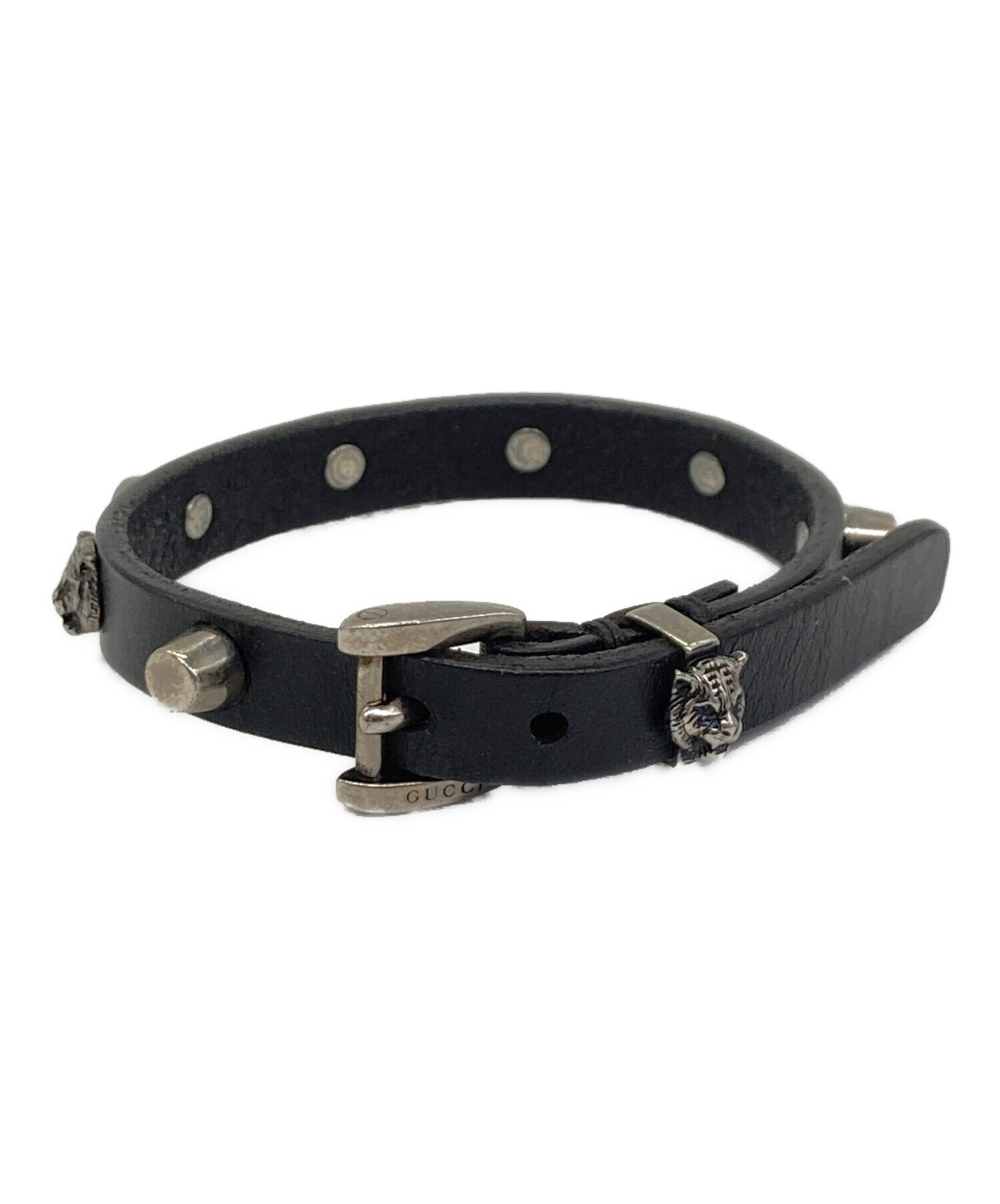 中古・古着通販】GUCCI (グッチ) キャットヘッドレザーブレスレット