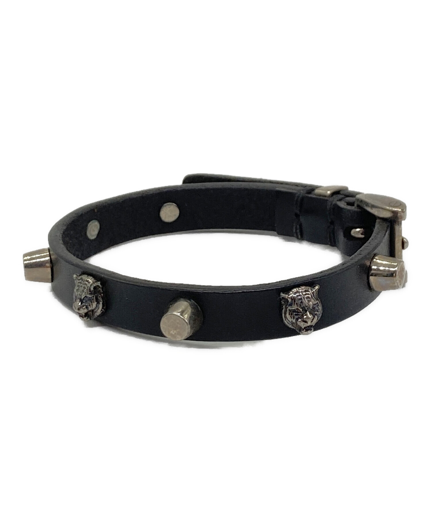 GUCCI 新品同様品 タイガーヘッドバングル キャットブレスレット 16 中古・古着通販】GUCCI (グッチ) キャットヘッドレザーブレスレット
