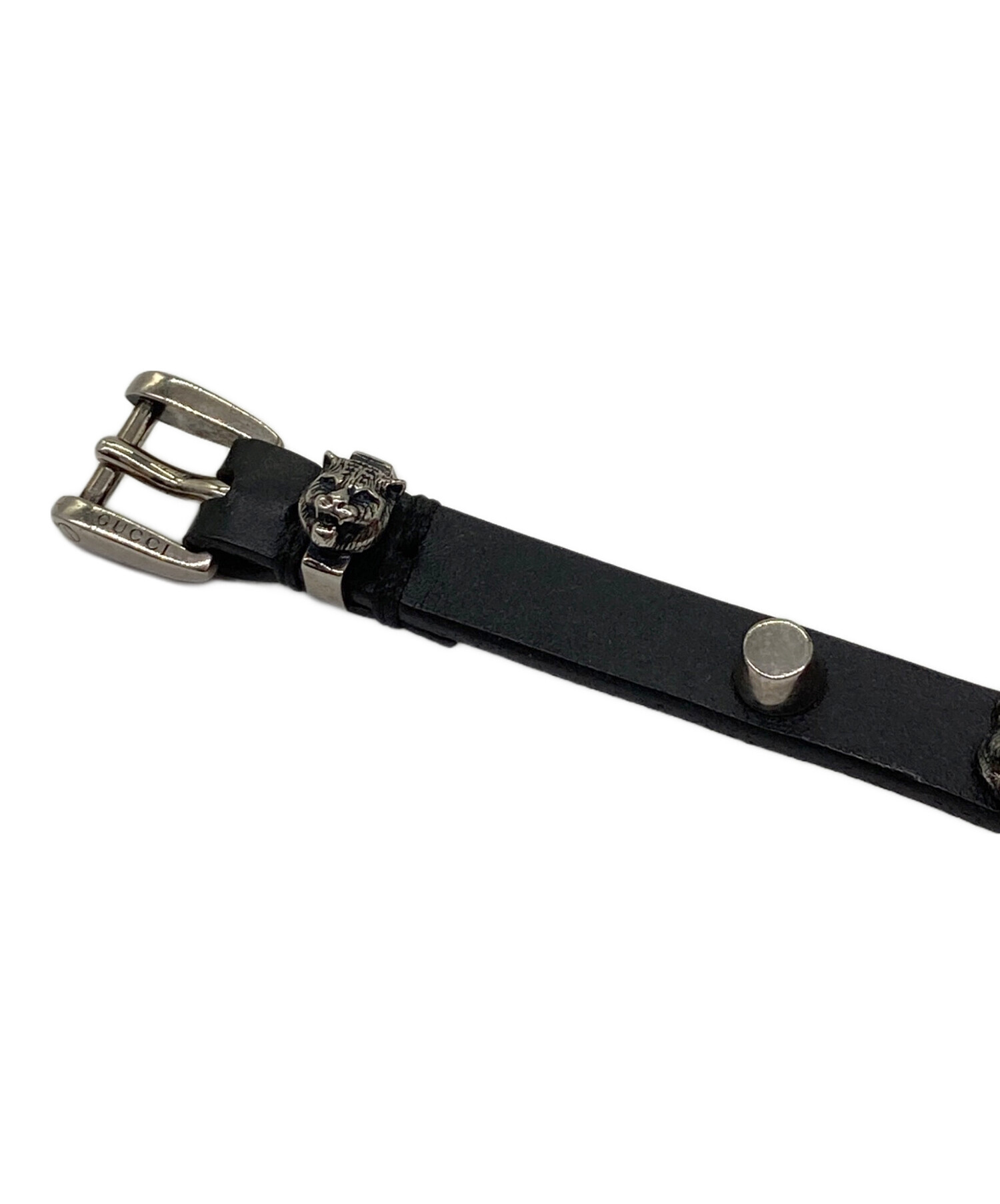 中古・古着通販】GUCCI (グッチ) キャットヘッドレザーブレスレット