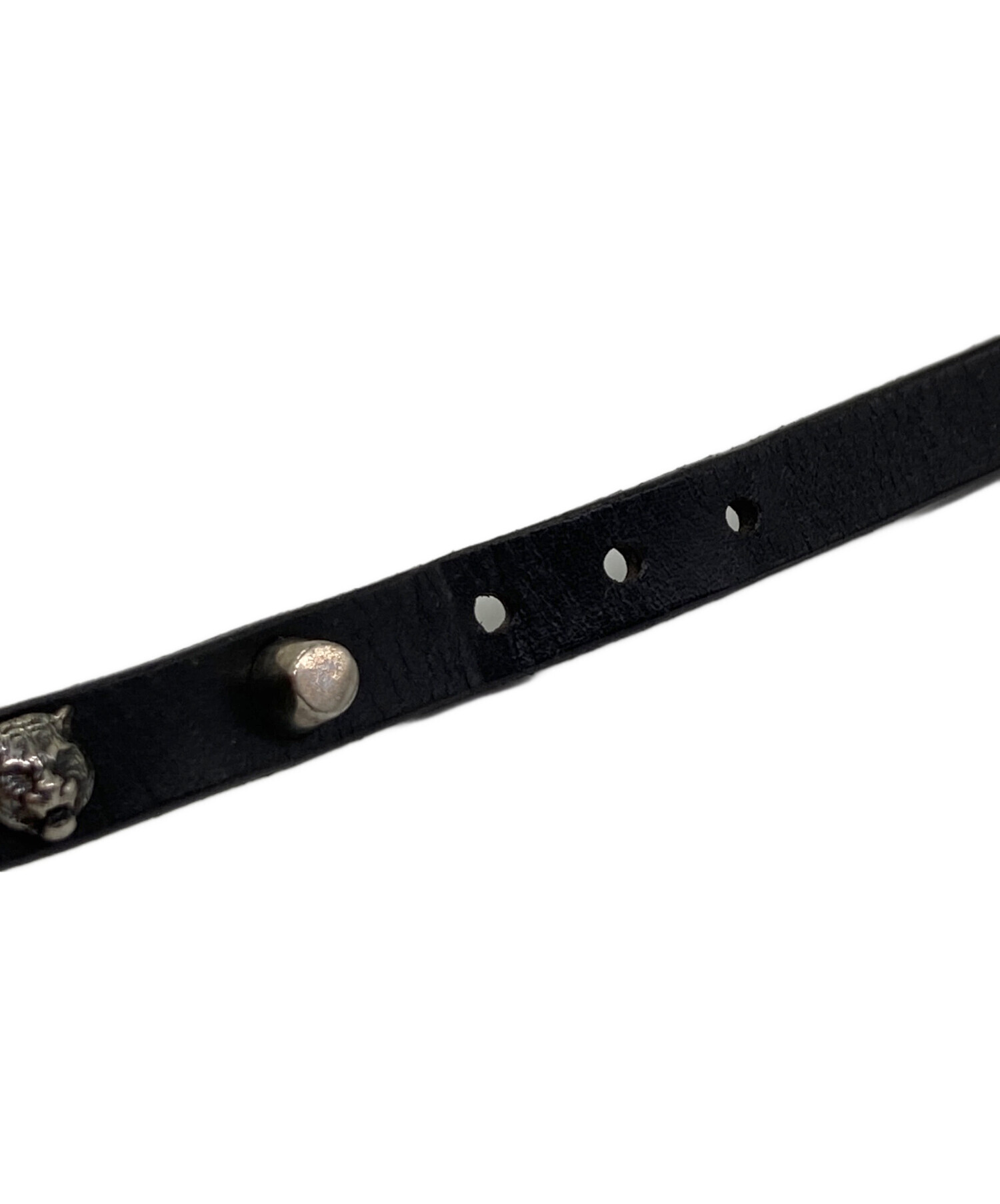 GUCCI CAT ブレスレット 首輪 ネコ ブラック シルバー レザー 中古・古着通販】GUCCI (グッチ) キャットヘッドレザーブレスレット
