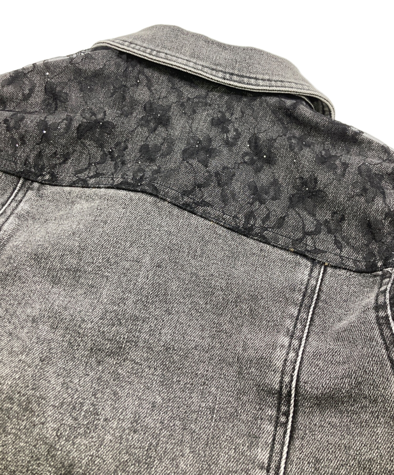中古・古着通販】YILON (イロン) BLOSSOM LACE DENIM JACKET グレー