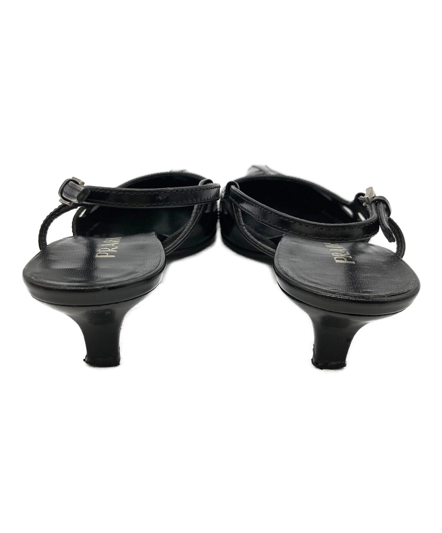 中古・古着通販】PRADA (プラダ) レザーストラップパンプス ブラック