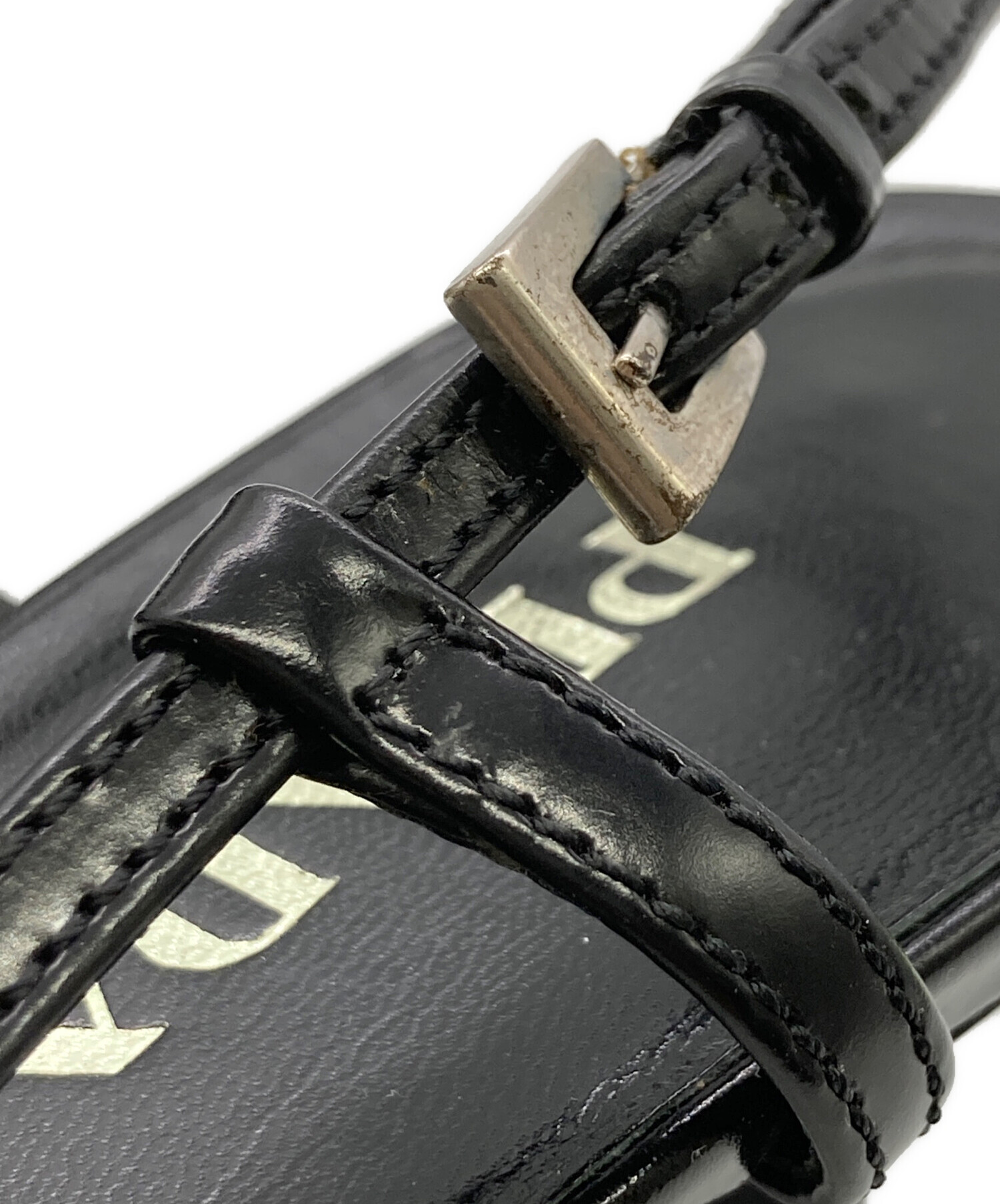 中古・古着通販】PRADA (プラダ) レザーストラップパンプス ブラック