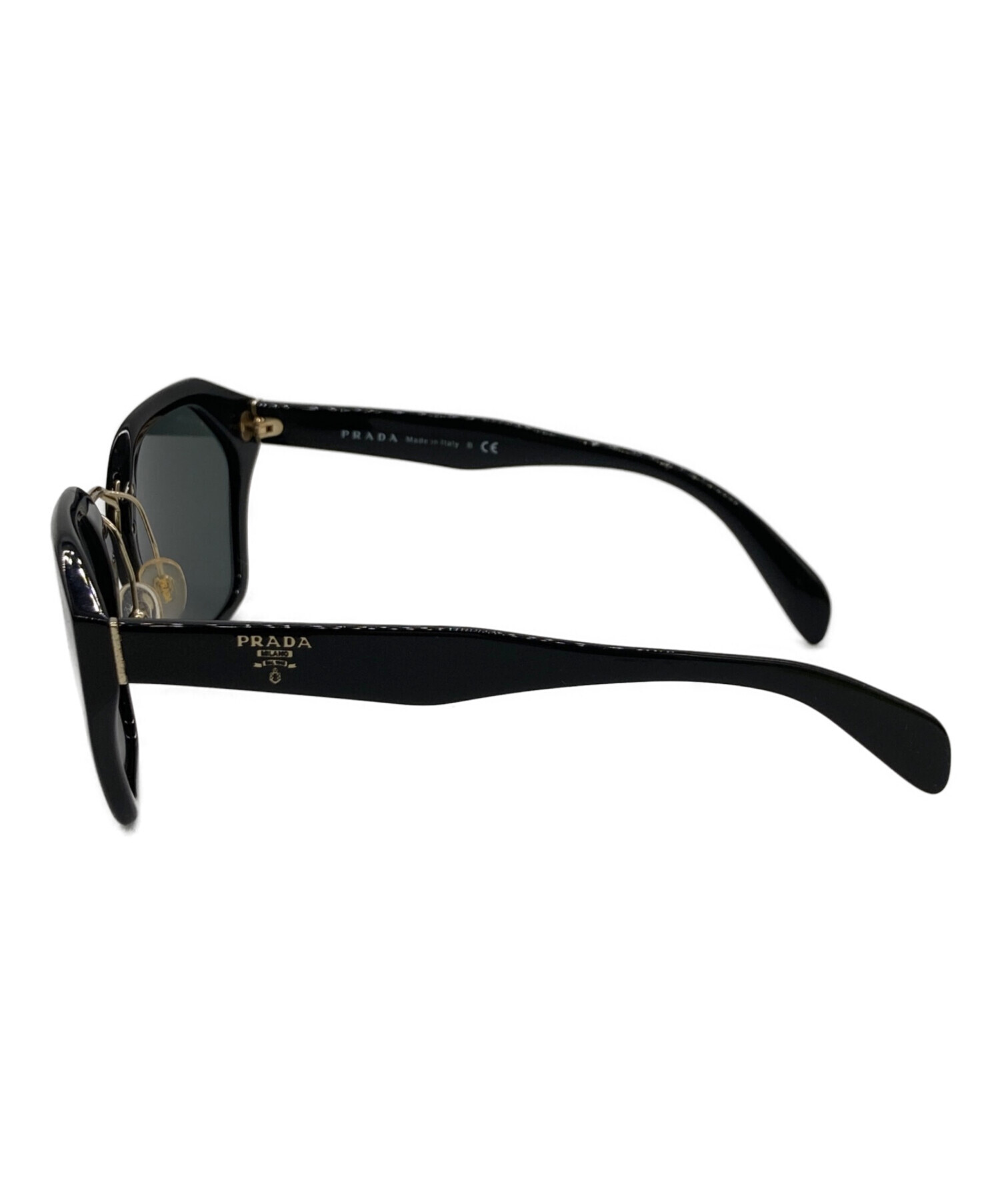 美品 PRADA プラダ サングラス SPR54T ゴールド×ブラック 中古・古着通販】PRADA (プラダ) サングラス ブラック サイズ:55-23