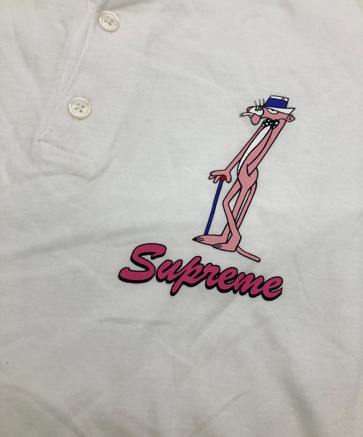 シュプリーム ピンクパンサー ヘンリーネック Tシャツ 半袖 バイカラー ロゴ 中古・古着通販】Supreme (シュプリーム) PINK PANTHER (ピンク