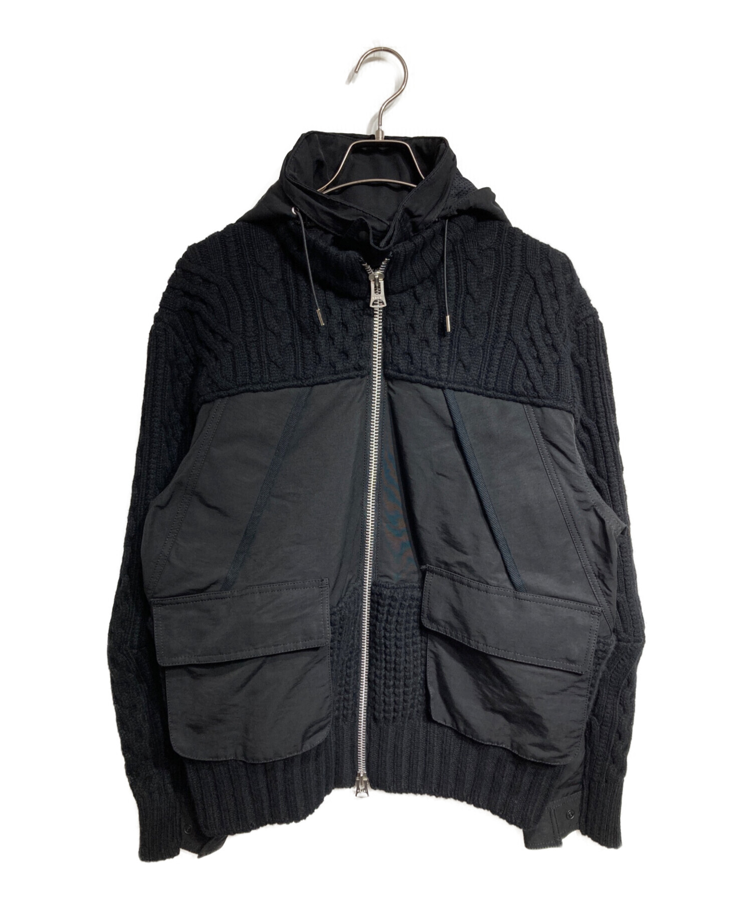 中古・古着通販】sacai (サカイ) ニットドッキングジャケット ブラック