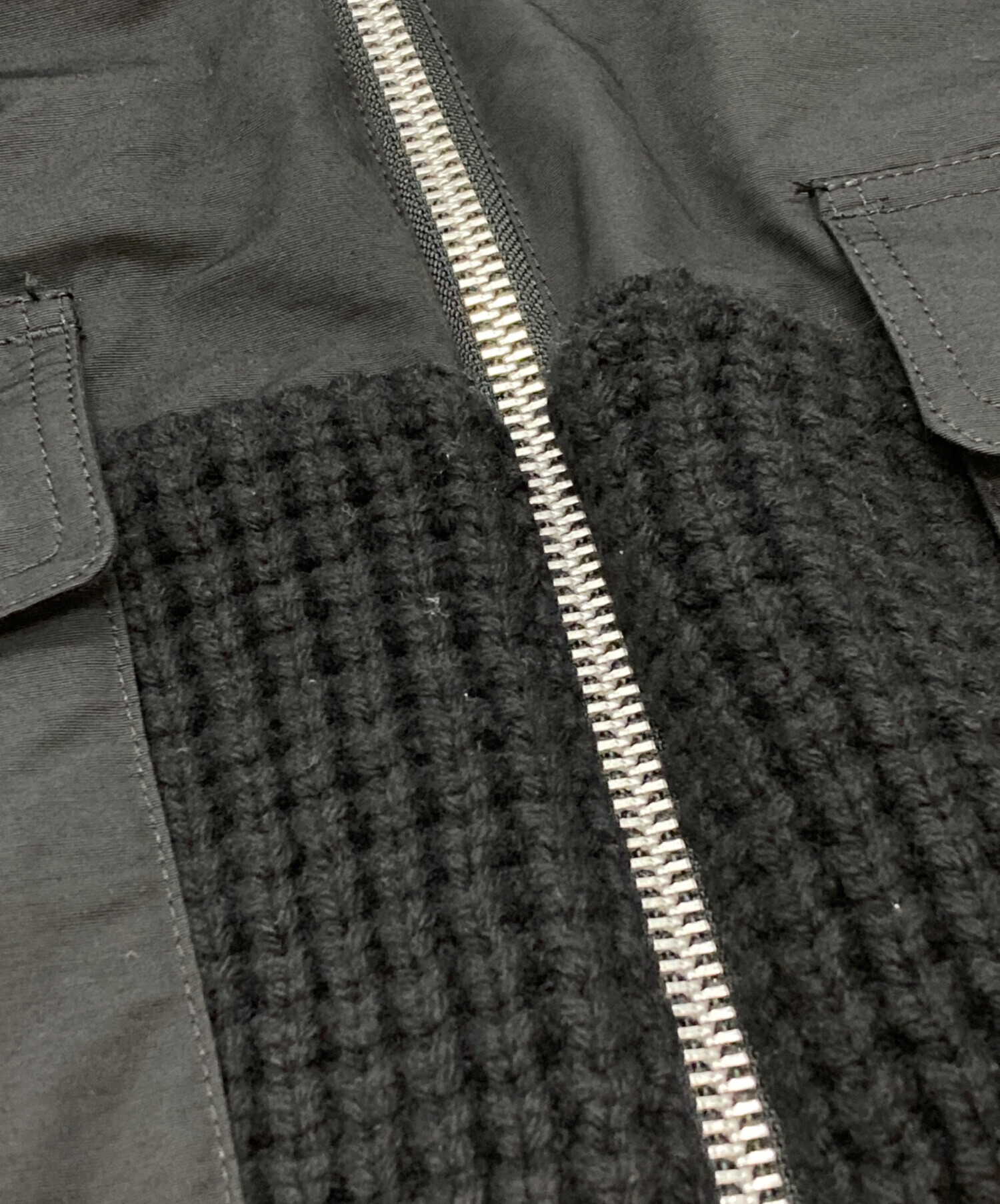 中古・古着通販】sacai (サカイ) ニットドッキングジャケット ブラック