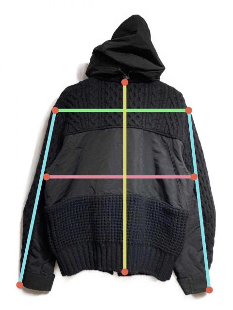 中古・古着通販】sacai (サカイ) ニットドッキングジャケット ブラック
