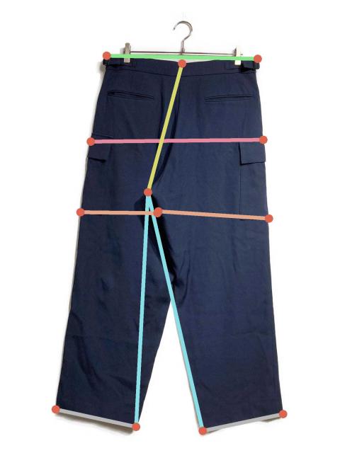 ATON タグ付き カーゴパンツ ネイビー 中古・古着通販】ATON (エイトン) BACK SATIN FIELD CARGO PANTS