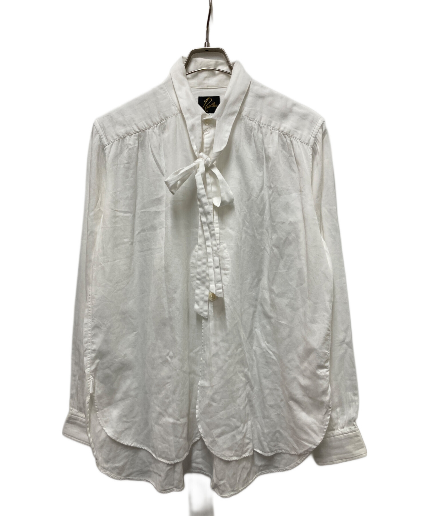 Needles (ニードルズ) ascot collar edw gather shirts ホワイト