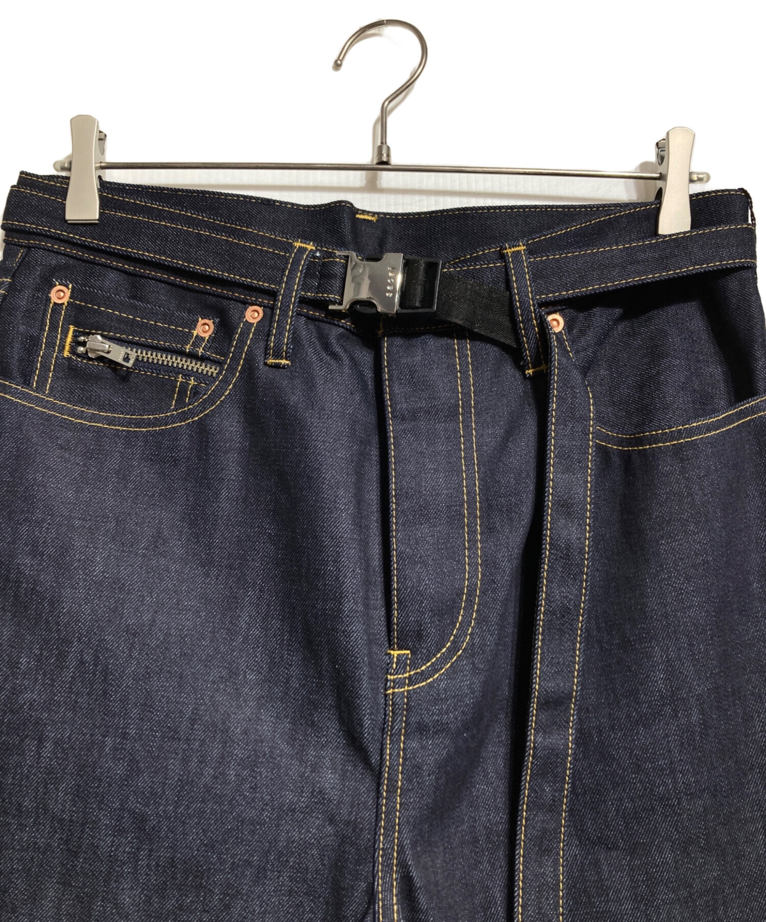 ☆美品☆sacai☆ワイドデニムパンツ☆ベルト付き☆ハイウエスト☆０☆早い者勝ち 中古・古着通販】sacai (サカイ) Belted denim pants/ベルテッドデニム