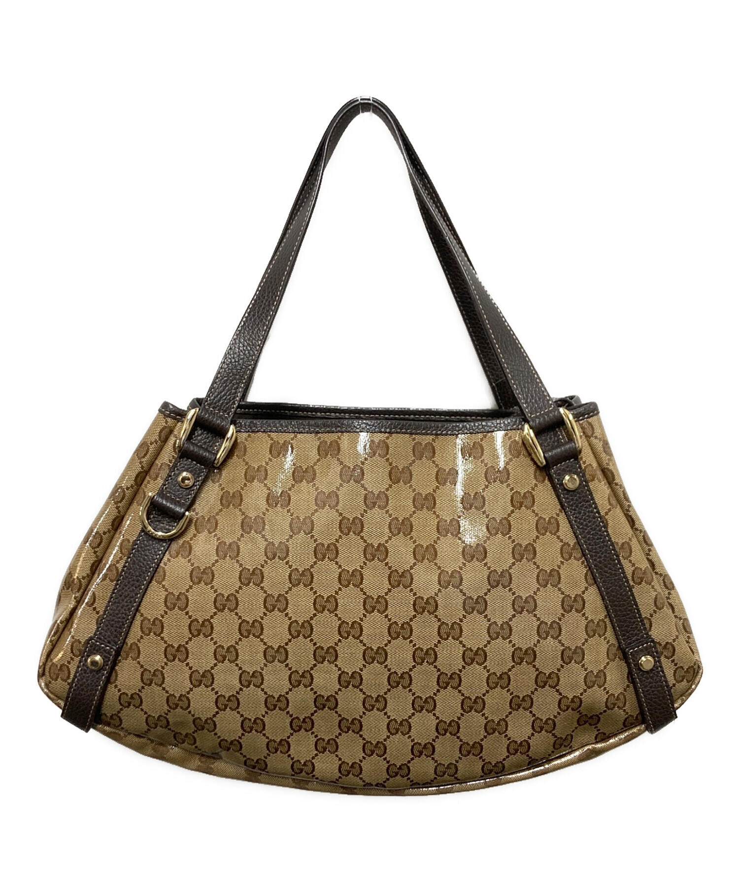 グッチ トートバッグ GGクリスタル 肩掛け可能 ゴールド金具 レザー ブラウン 中古・古着通販】GUCCI (グッチ) GGクリスタル トートバッグ ブラウン