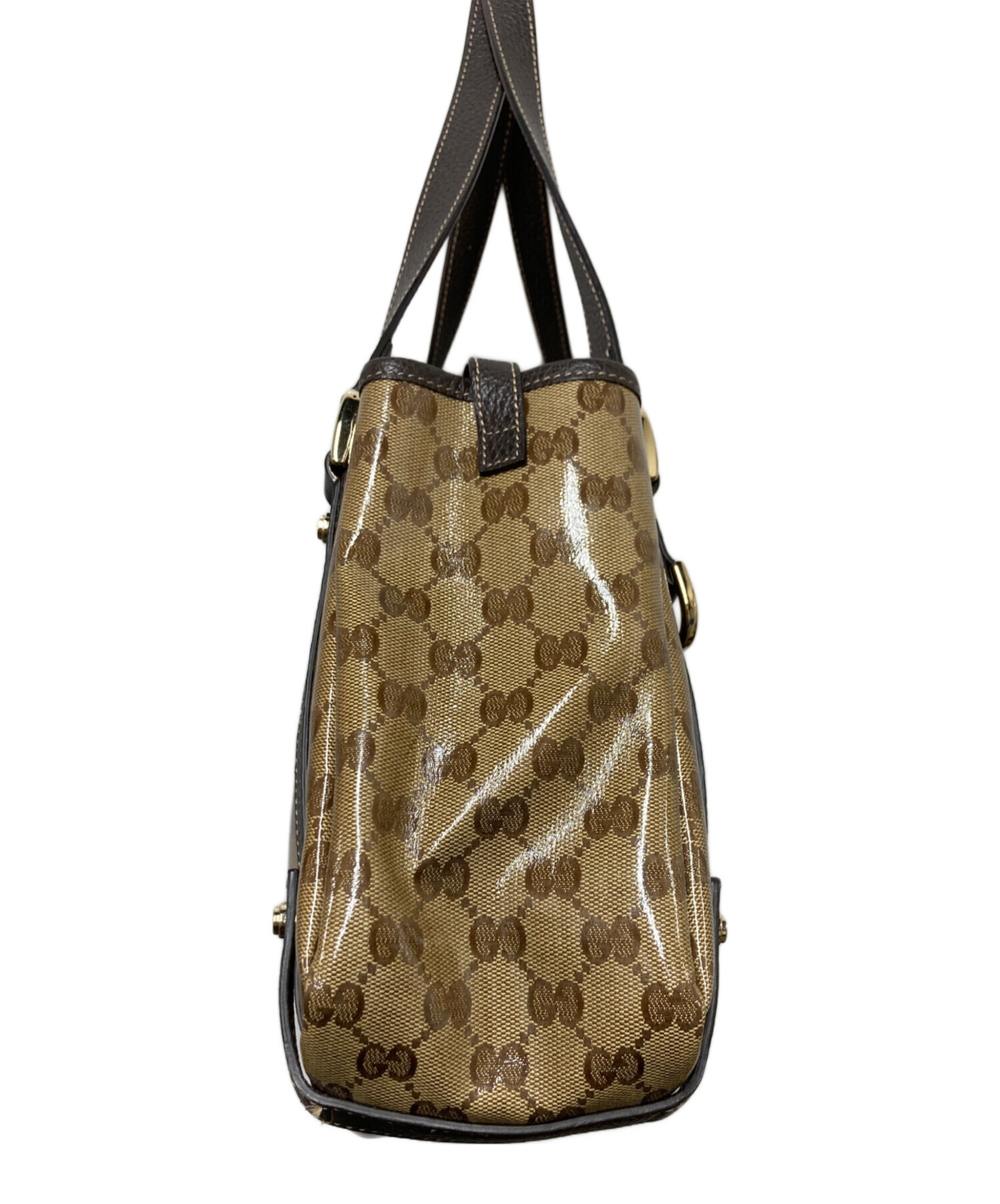 GUCCI クリスタルトートバッグ 中古・古着通販】GUCCI (グッチ) GGクリスタル トートバッグ ブラウン
