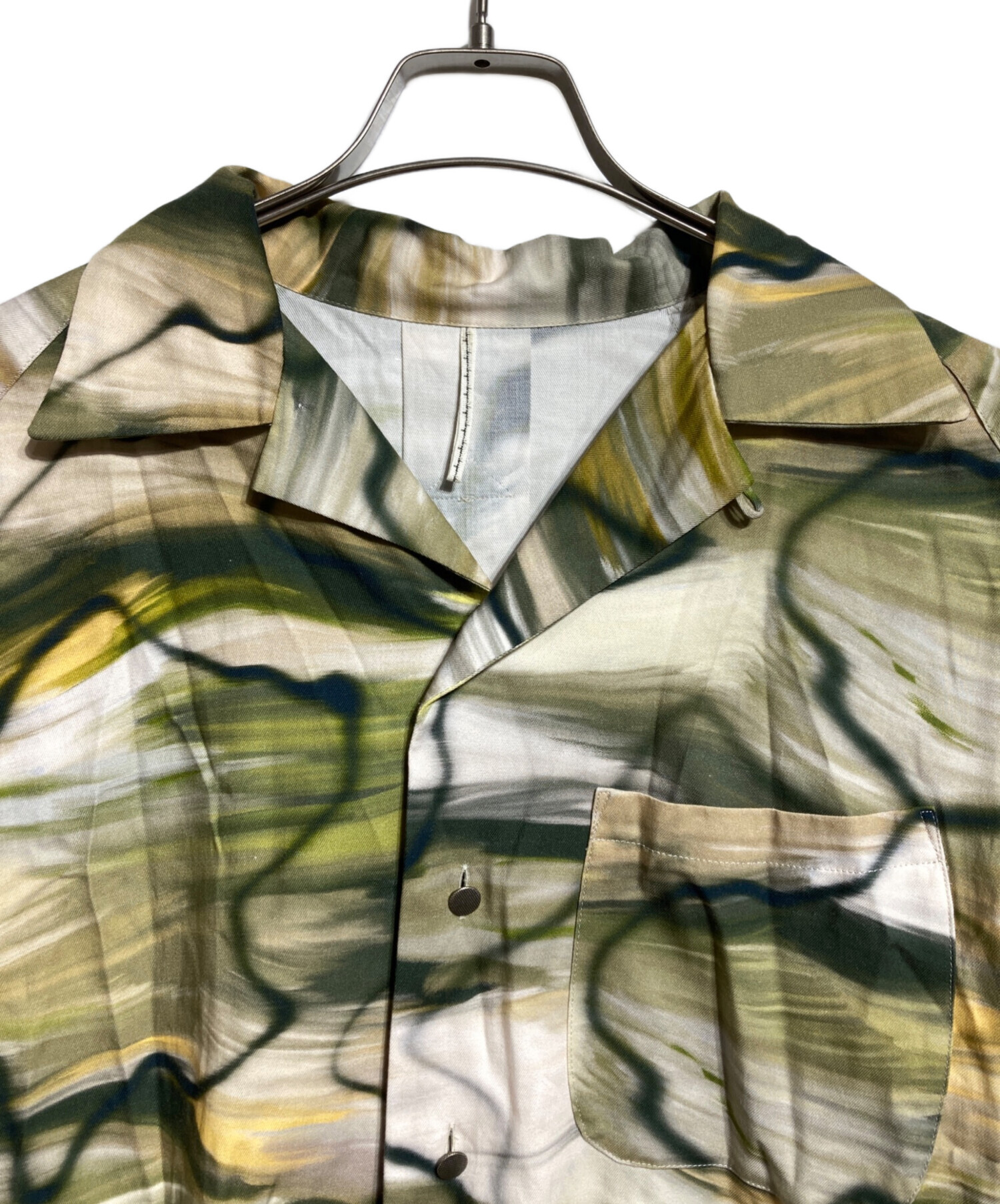 【m's braque】キュプラ100% アシンメトリーシャツ 40 日本製 中古・古着通販】M'S BRAQUE (エムズブラック) オープンカラーシャツ