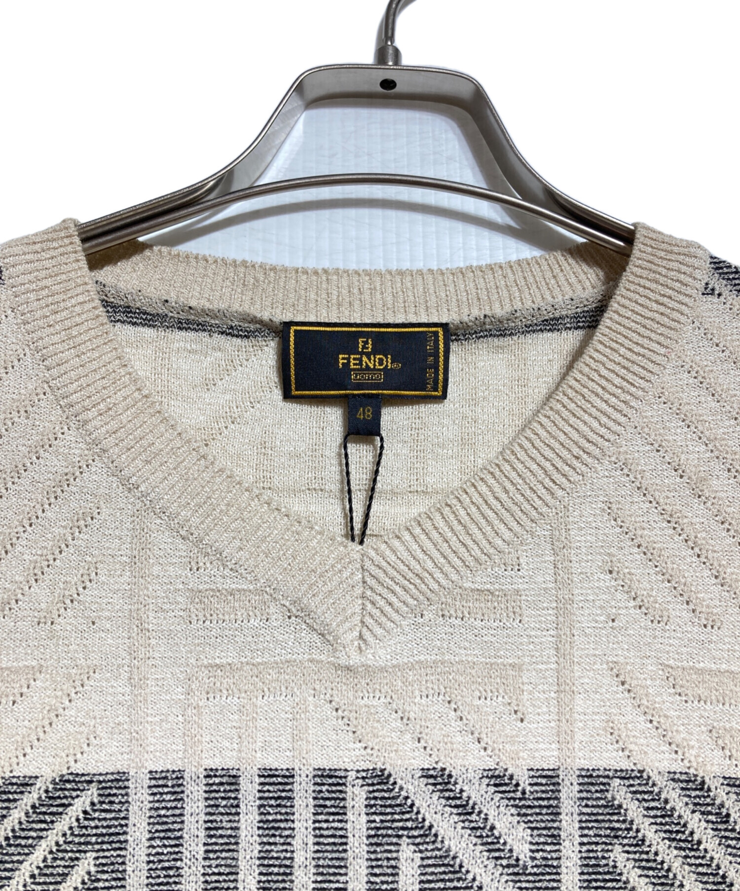 中古・古着通販】FENDI (フェンディ) Vネック半袖ニット/V-neck short