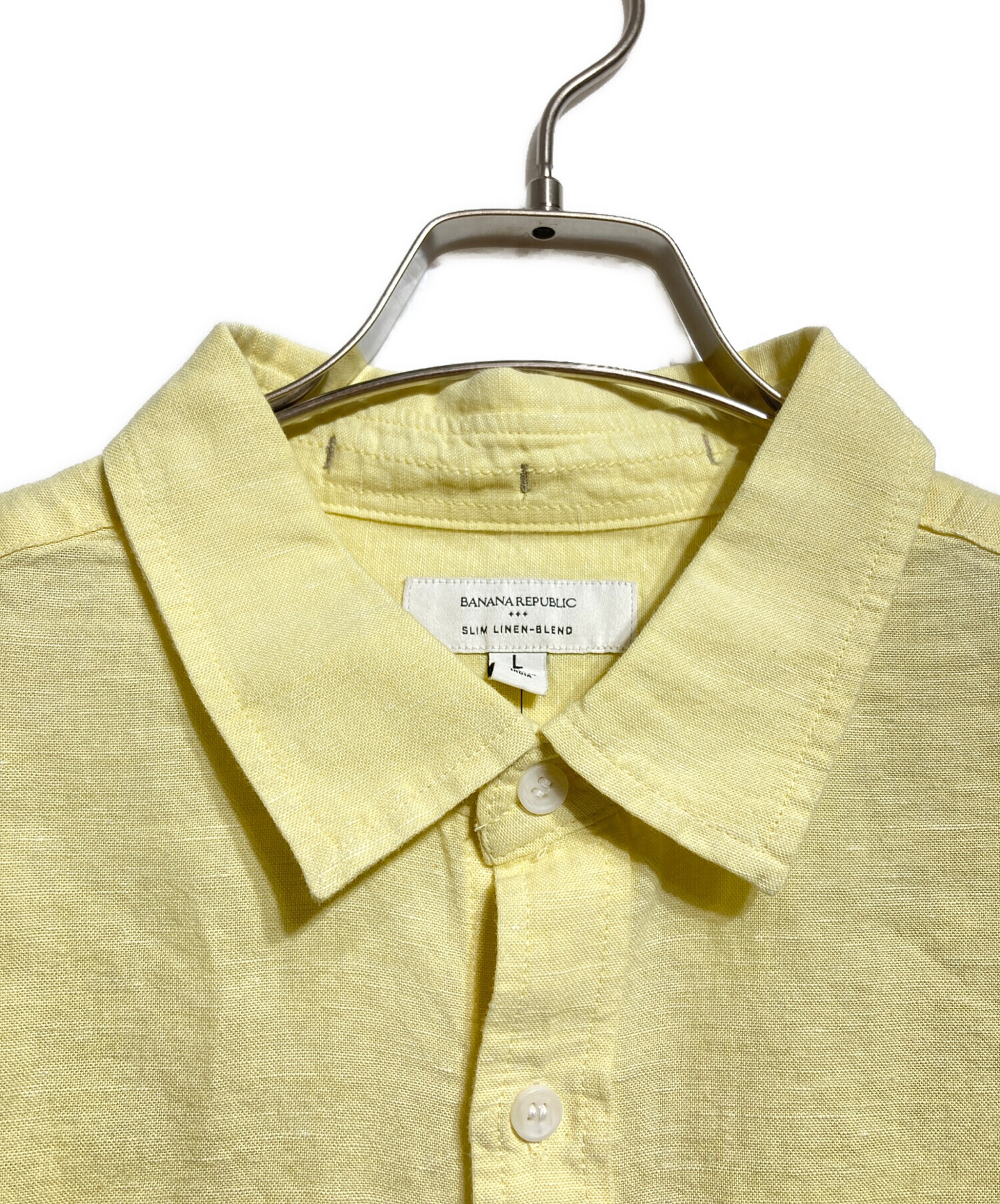 00s Banana Republic 短丈 リネンシャツ ライムイエロー 中古・古着通販】BANANA REPUBLIC (バナナリパブリック) シルクリネン