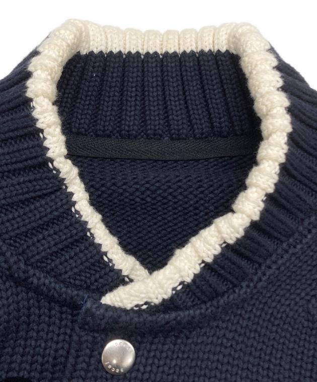極美品★sacai エリックヘイズ 刺繍 ニットブルゾン スタジャン レザー切替 中古・古着通販】sacai (サカイ) Eric Haze Code Embroidery Knit