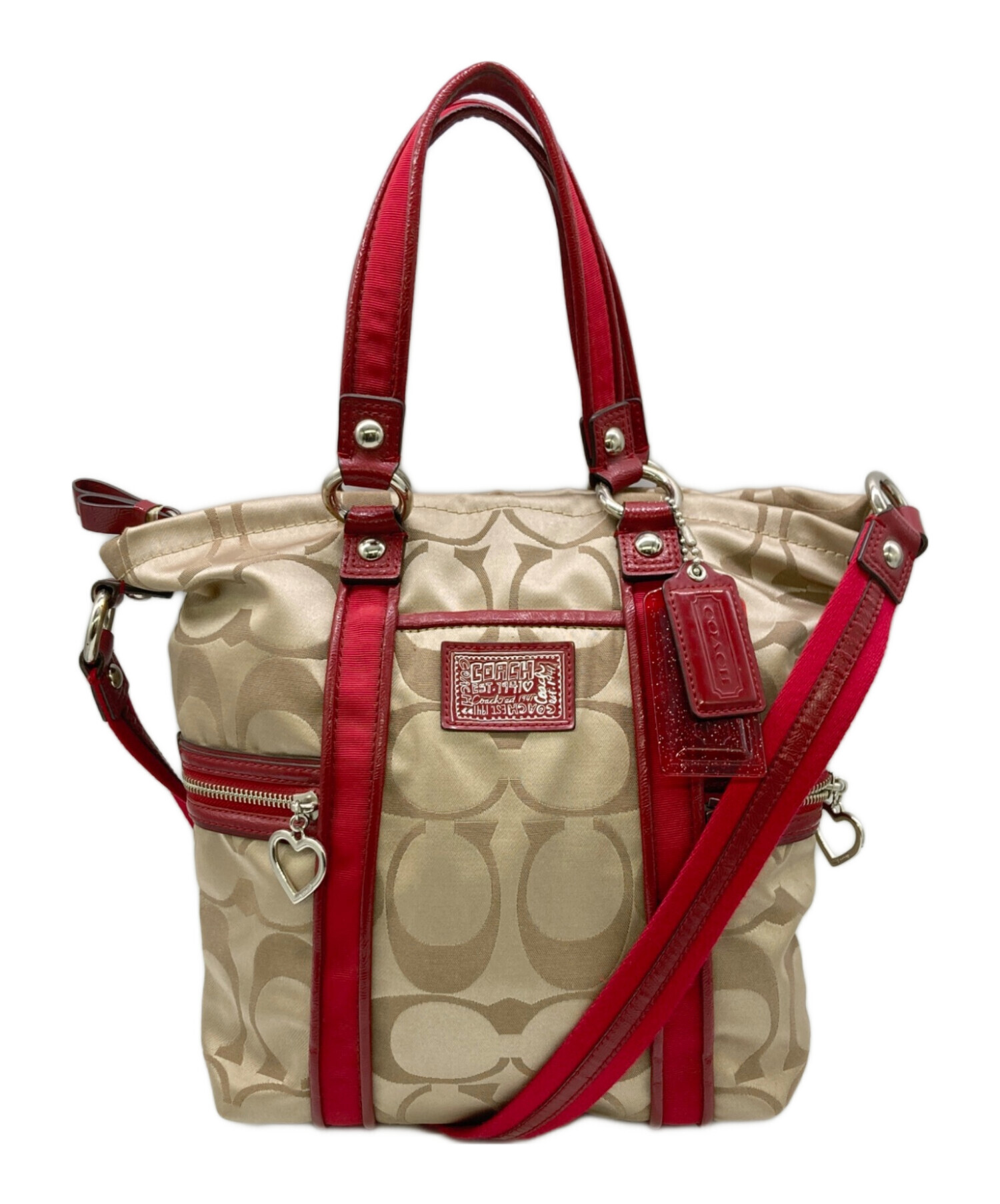 バッグ Coach 2way Poppy Signature Shoulder Bag 中古・古着通販】COACH (コーチ) poppy signature 2way shoulder bag