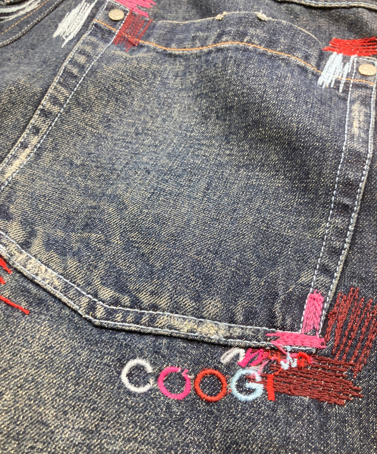 中古・古着通販】Coogi (クージー) 刺繍ワイドデニムパンツ インディゴ