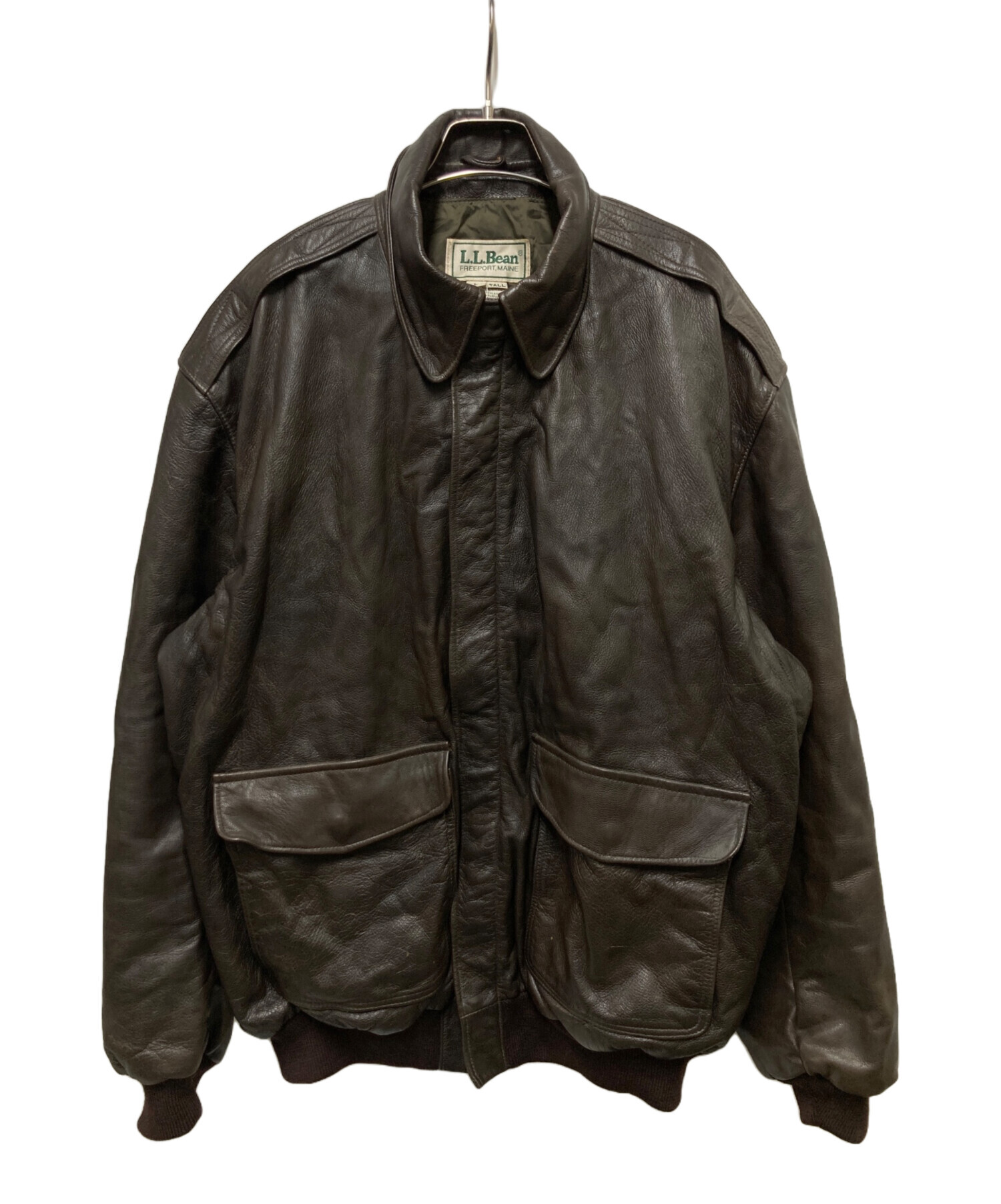 【希少】USA製 80s エルエルビーン レザージャケット 山羊革 黒 S 中古・古着通販】L.L.Bean (エルエルビーン) 80s A-2タイプレザー