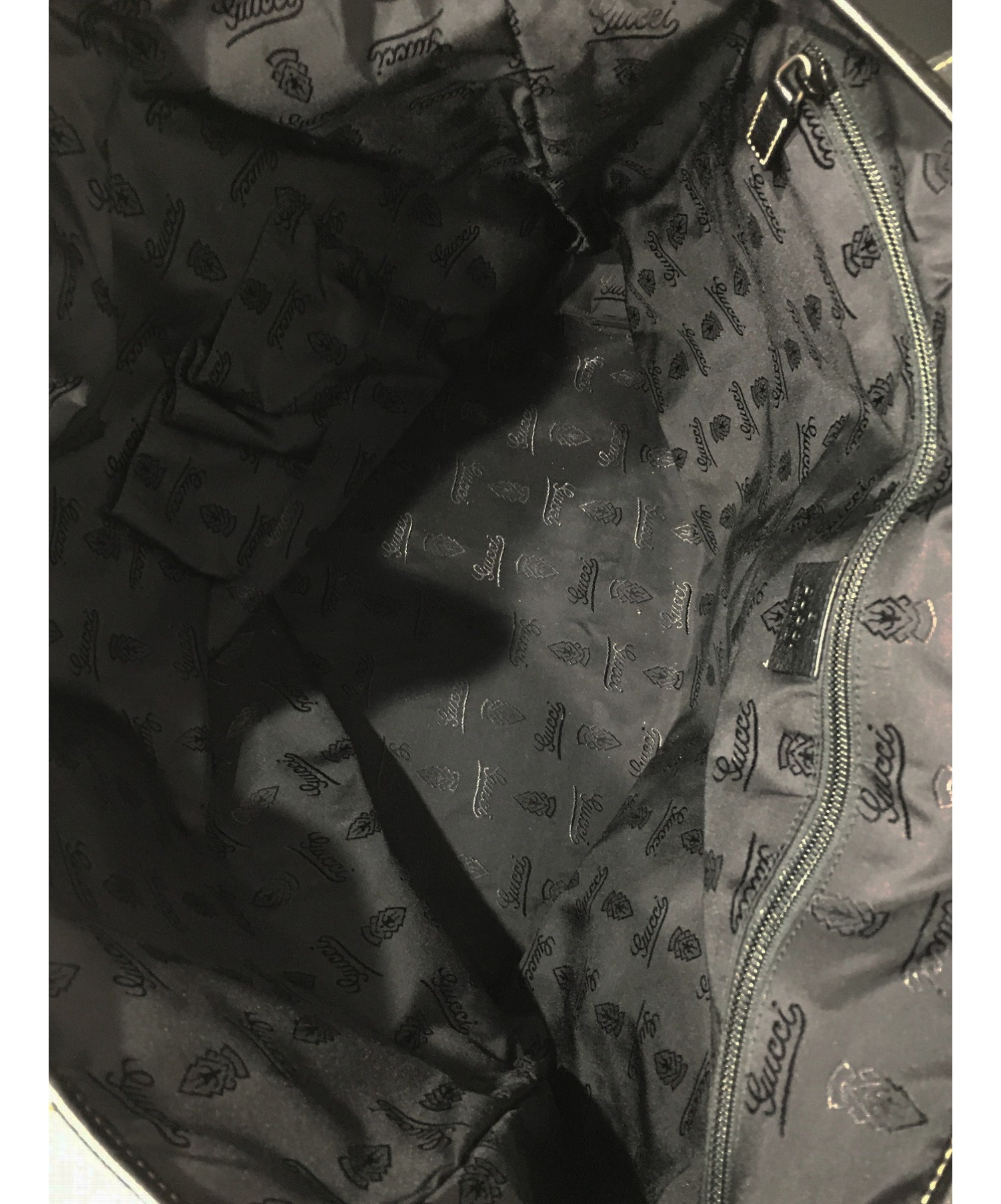 中古・古着通販】GUCCI (グッチ) レザートートバッグ ブラック 211126