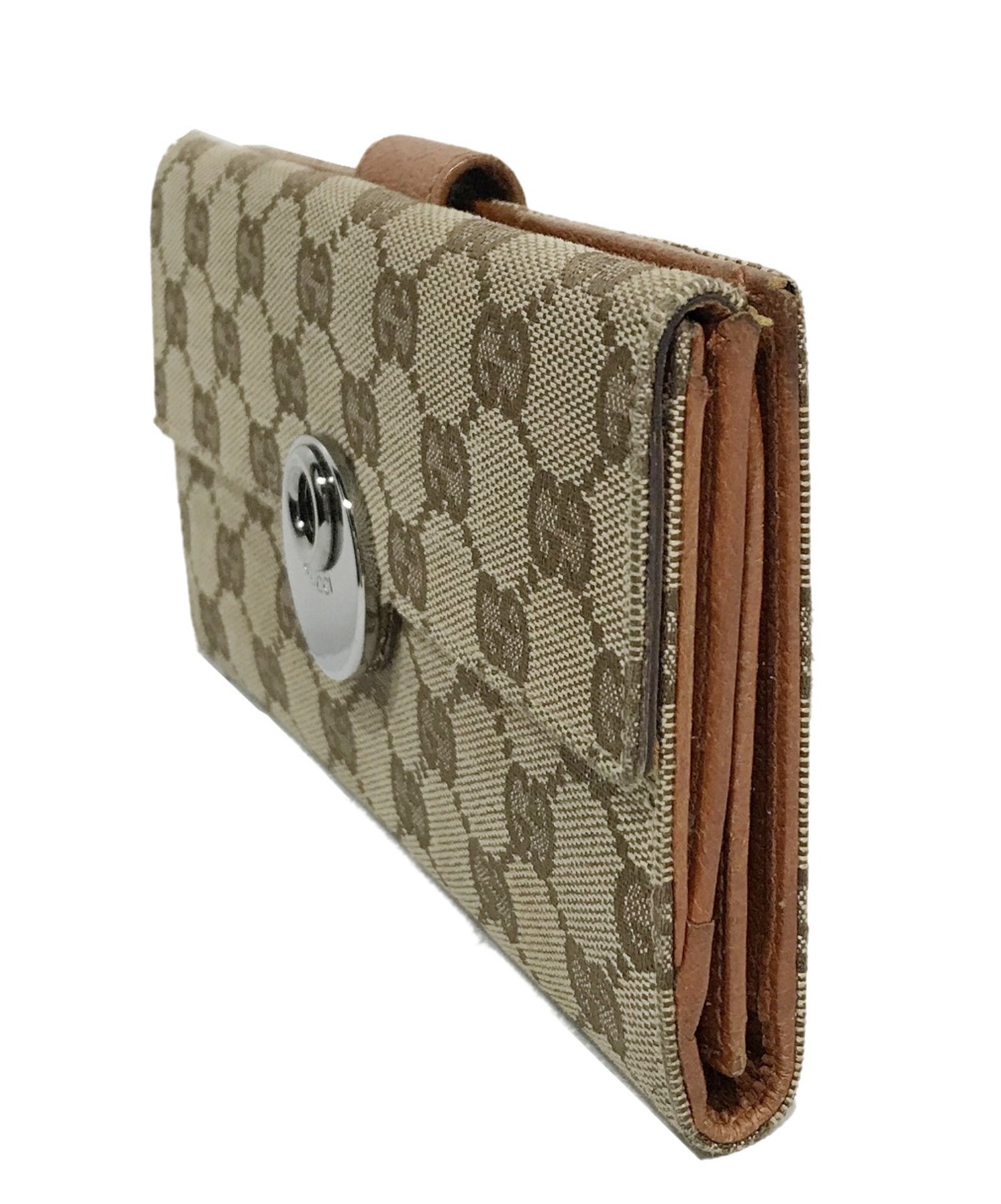 中古・古着通販】GUCCI (グッチ) 2つ折り財布 ブラウン GGキャンバス