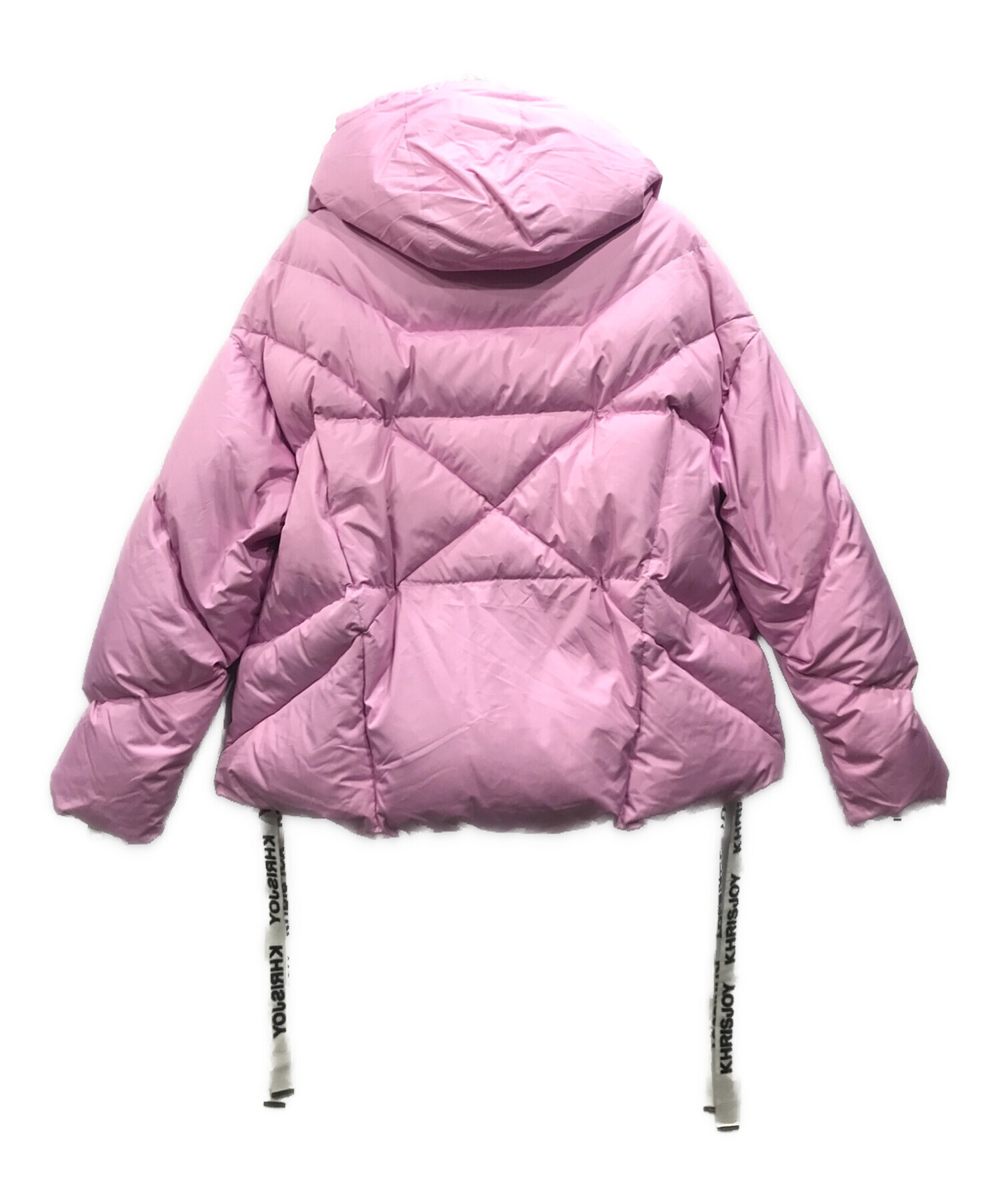 Khrisjoy サーモンピンク ダウンジャケット フード付き 中古・古着通販】KHRISJOY (クリスジョイ) Logo Tape Zip Down Jacket