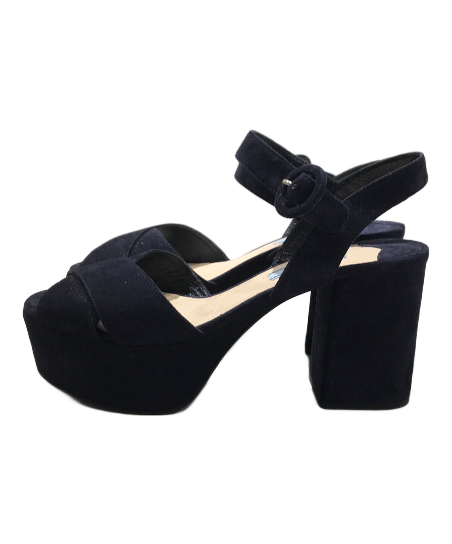 中古・古着通販】PRADA (プラダ) クロスストラップサンダル ネイビー