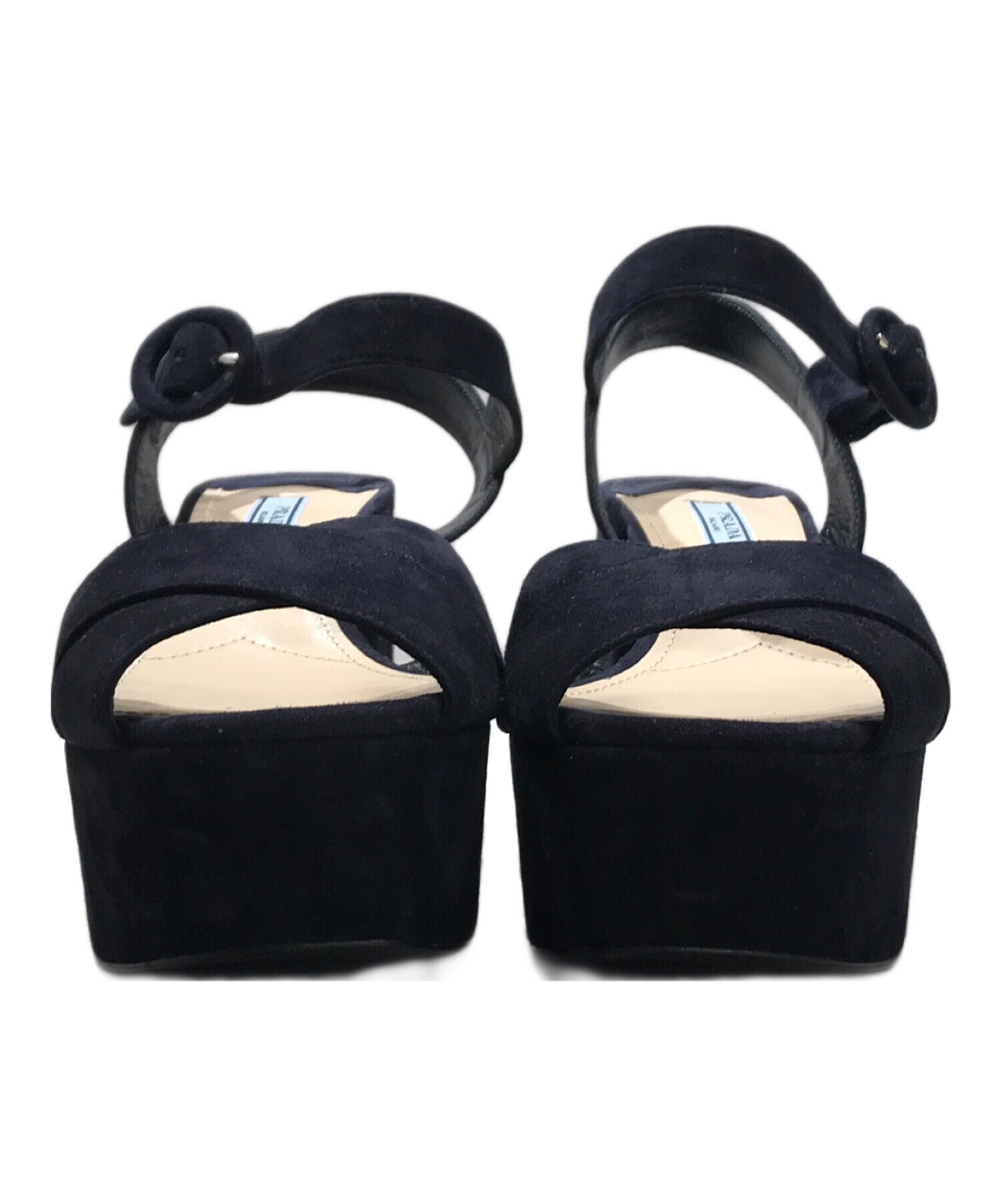 中古・古着通販】PRADA (プラダ) クロスストラップサンダル ネイビー