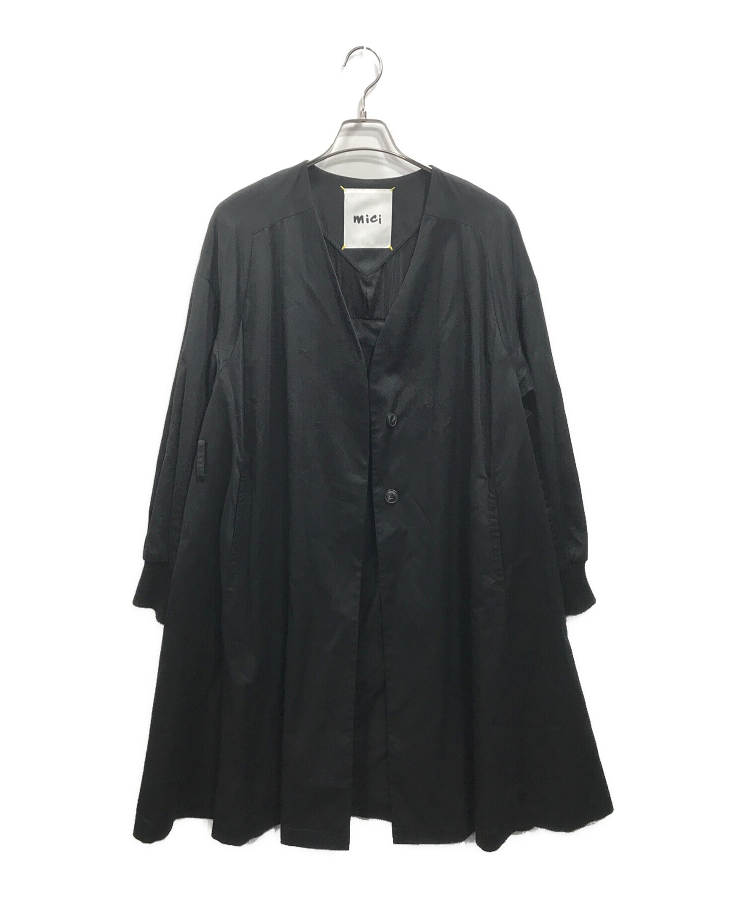 中古・古着通販】mici (ミチ) ノーカラーコート ブラック サイズ:Free