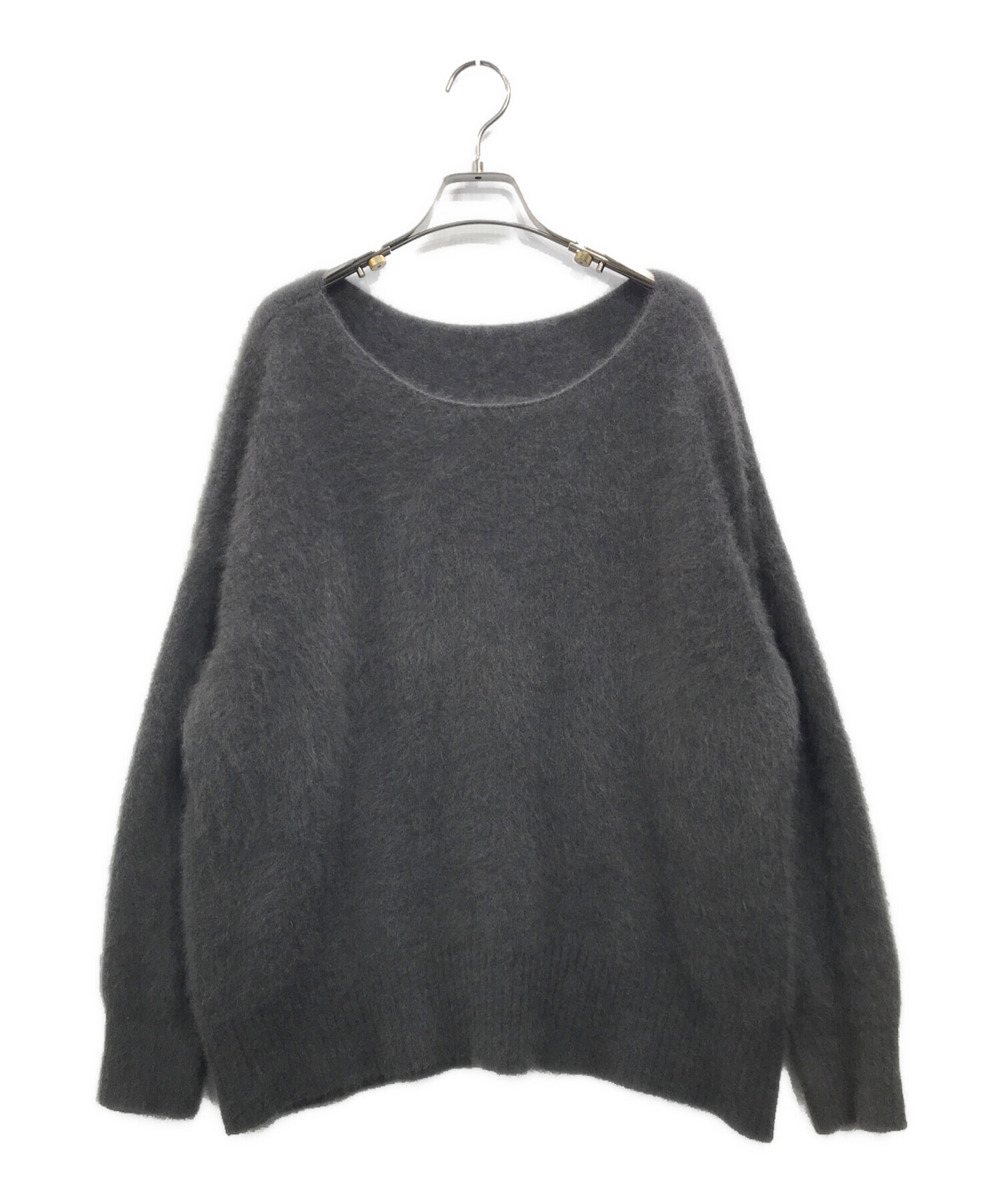 anuans ラクーンボートネックニットプルオーバー ライトグレー anuans