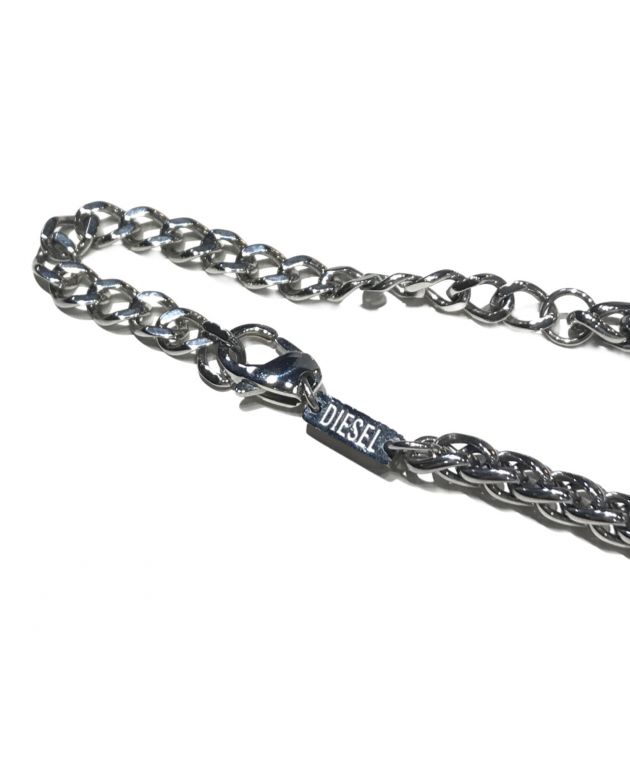 DIESEL シルバーチェーンネックレス 中古・古着通販】DIESEL (ディーゼル) ロゴチェーンネックレス