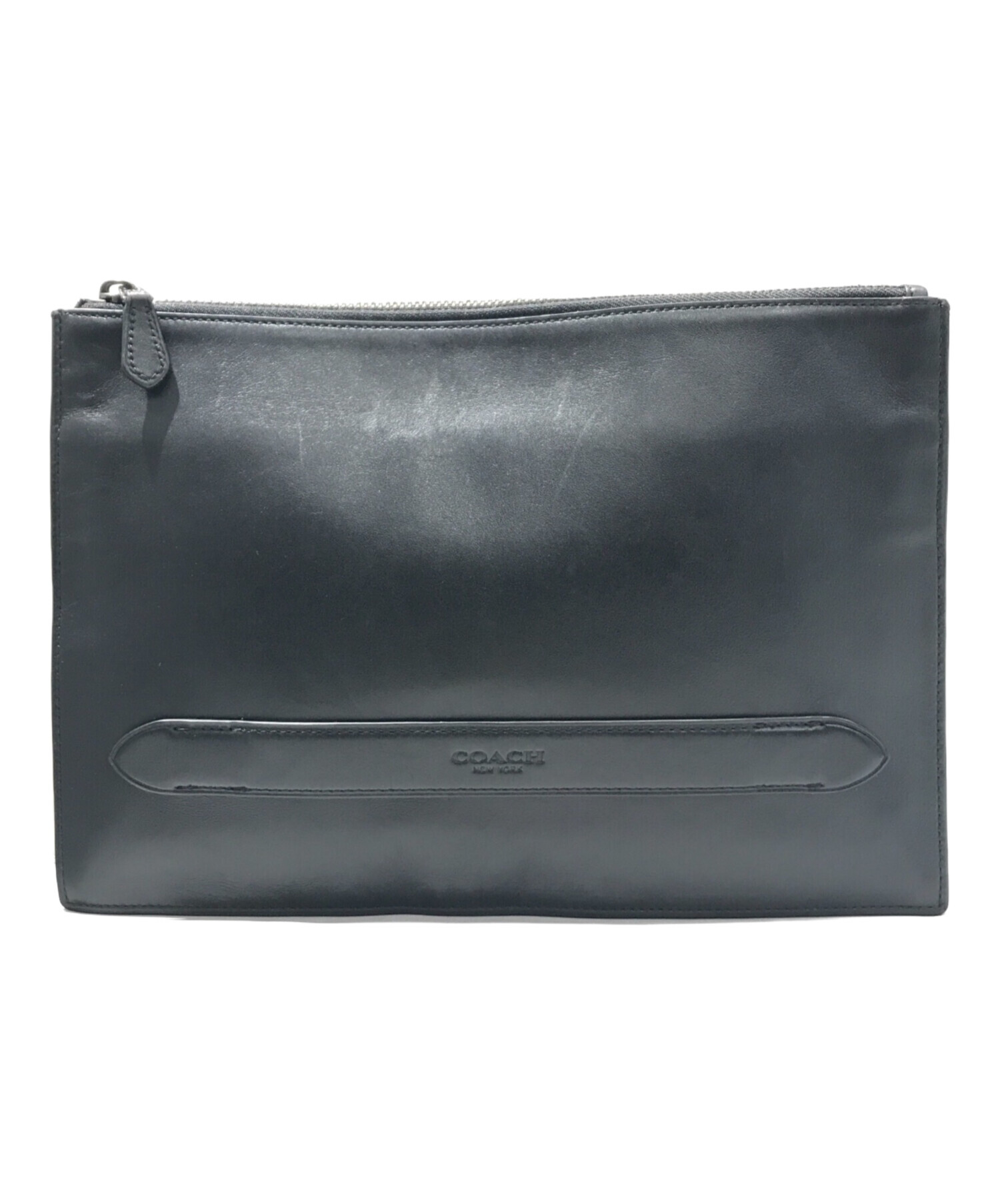 COACH ブラックレザー クラッチバッグ COACH クラッチバッグ ネイビー