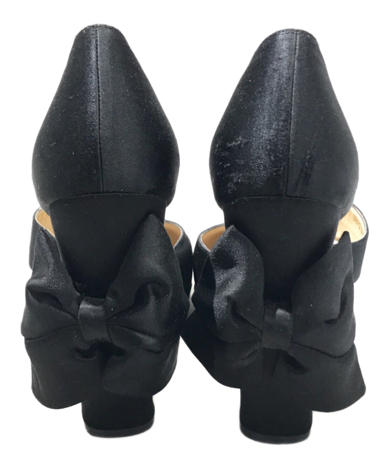 中古・古着通販】CHANEL (シャネル) リボンヒールパンプス ブラック