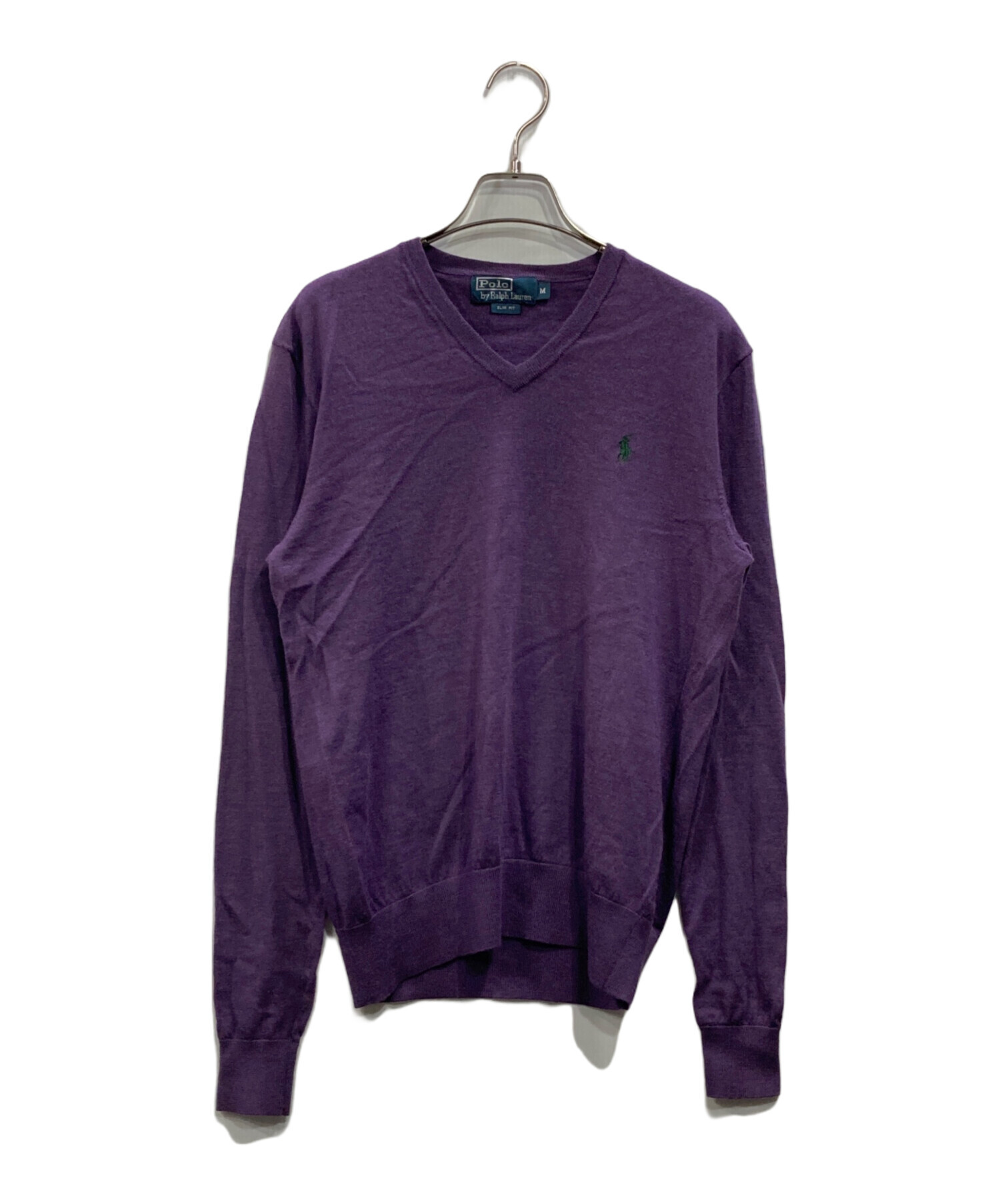 美品◎ポロラルフローレン ニット セーター パープル 紫 ブラック 黒 ポニー 中古・古着通販】POLO RALPH LAUREN (ポロ・ラルフローレン) Vネック