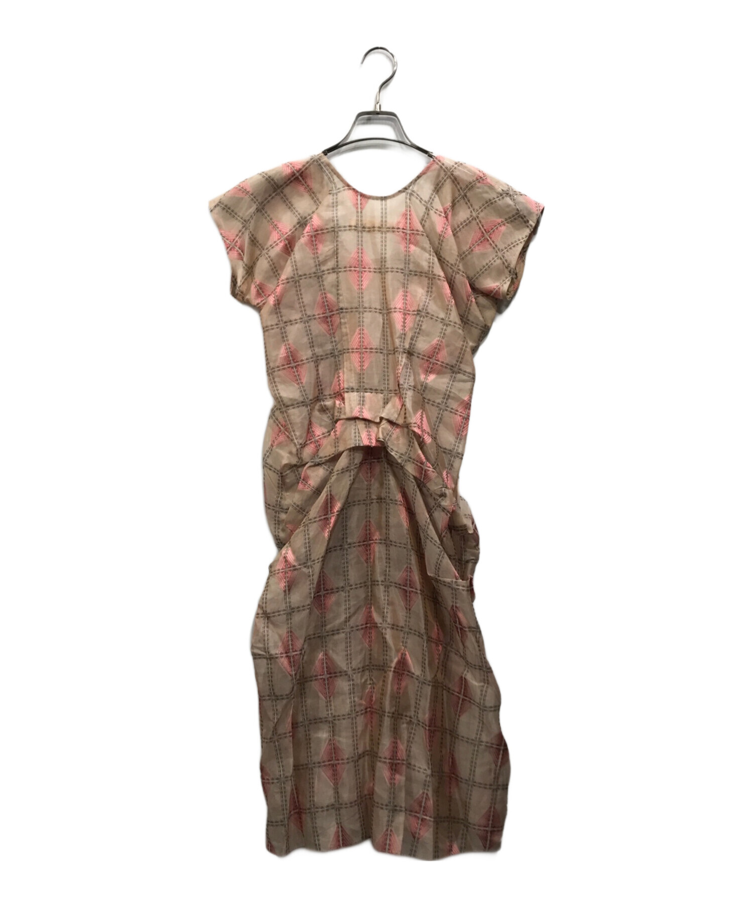 中古・古着通販】MARNI (マルニ) 総柄シルク混ワンピース ベージュ