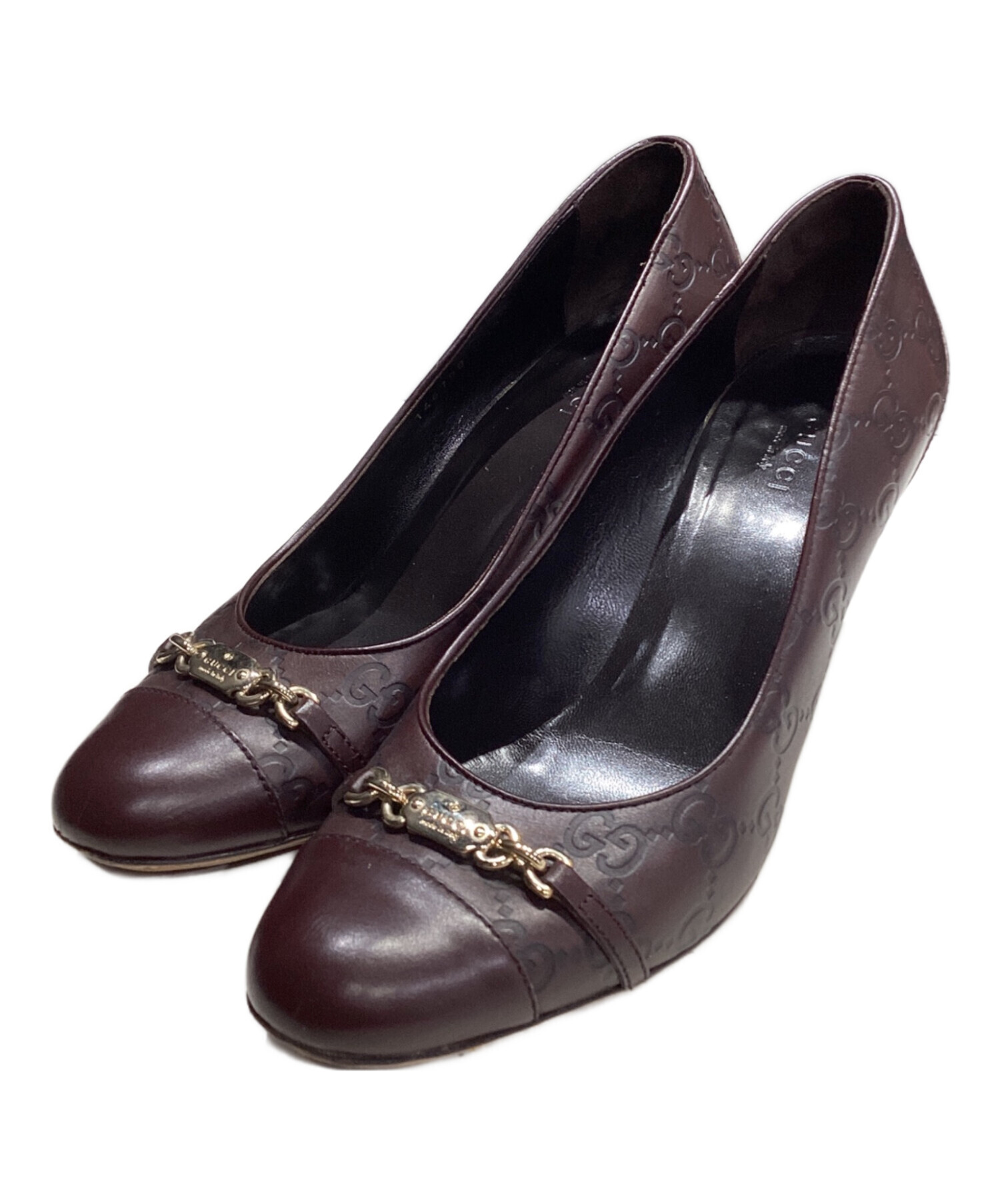 中古・古着通販】GUCCI (グッチ) グッチシマ ヒールパンプス ブラウン 