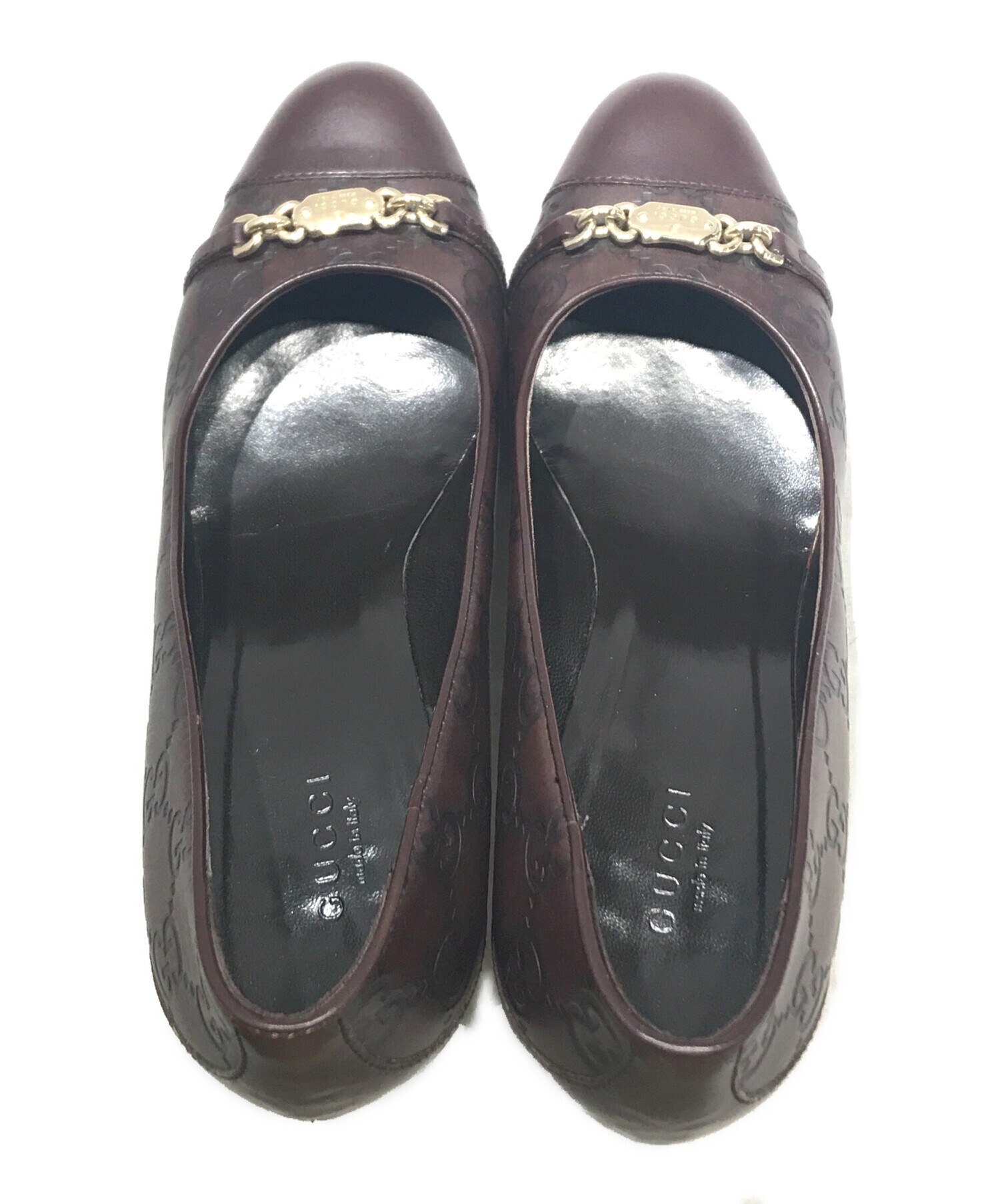 中古・古着通販】GUCCI (グッチ) グッチシマ ヒールパンプス ブラウン 