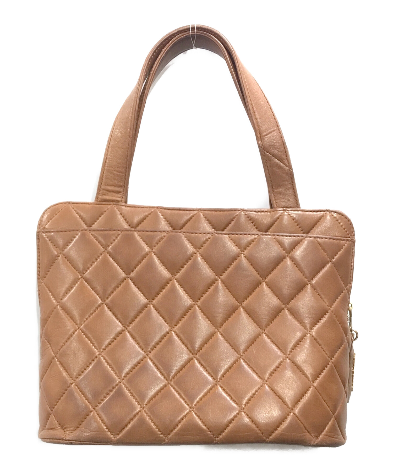 Chanel キルティング レザーハンドバッグ 中古・古着通販】CHANEL (シャネル) キルティングレザーハンドバッグ